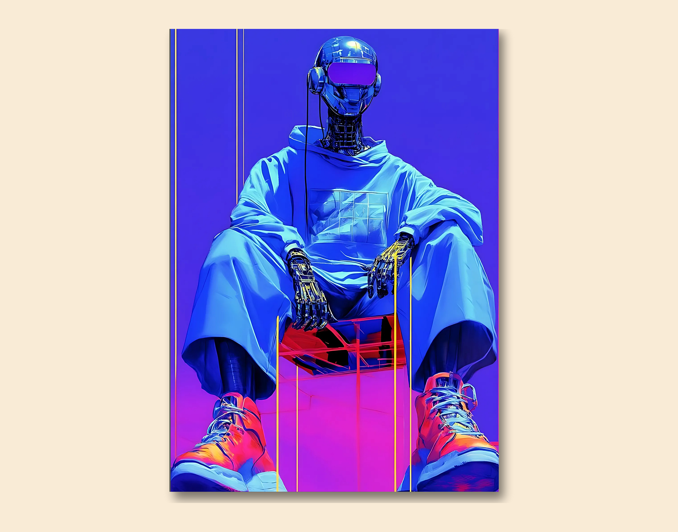 "AI in Tech- Techno Chair Version"- Shiny & Sturdy Metallic Poster  Art That Pops & Sticks