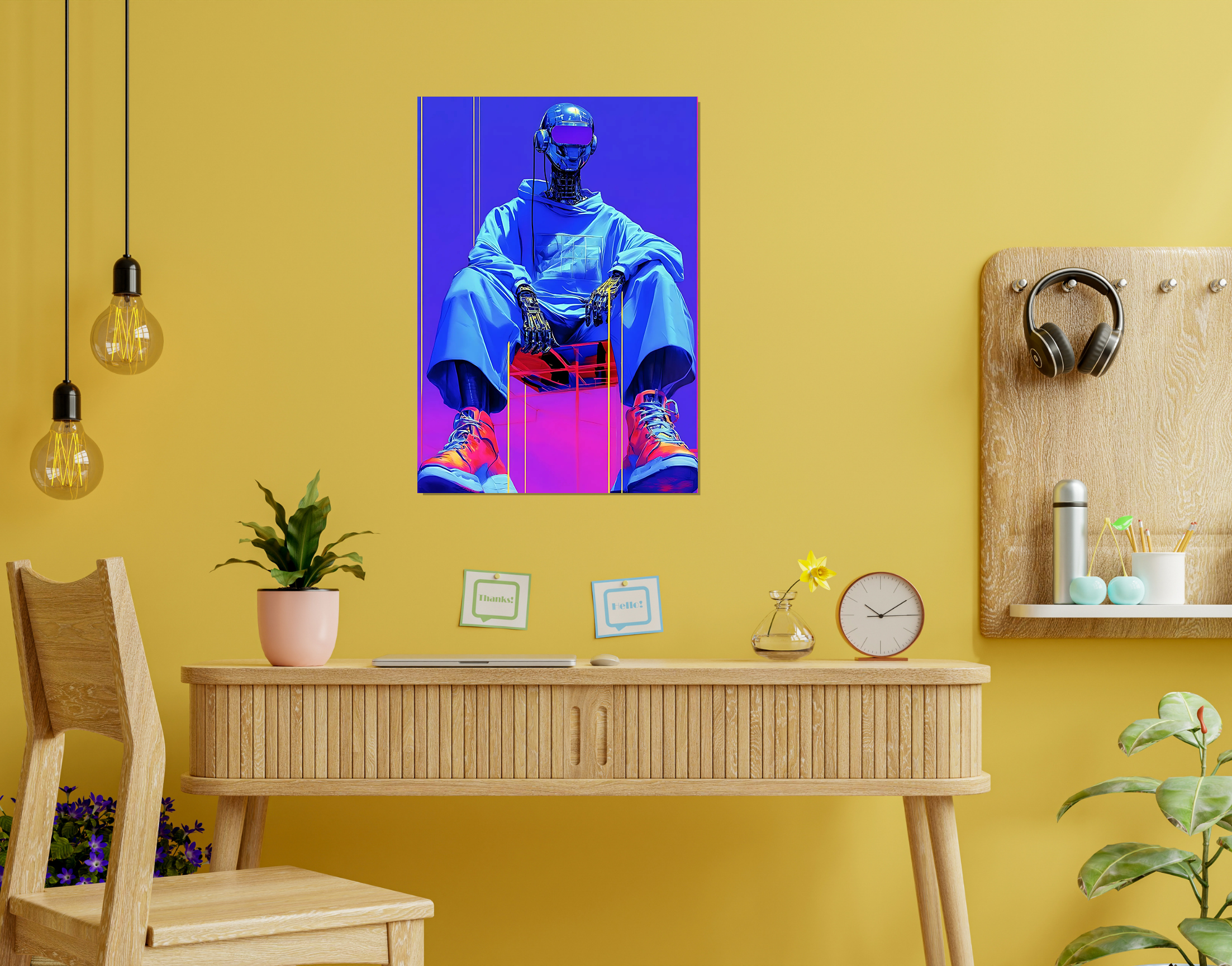 "AI in Tech- Techno Chair Version"- Shiny & Sturdy Metallic Poster  Art That Pops & Sticks