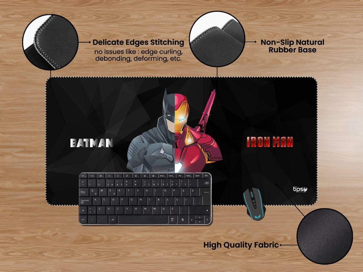 "Batman and Iron Man - Dual Style" Gaming Mousepad Elevate Your Gaming Experience