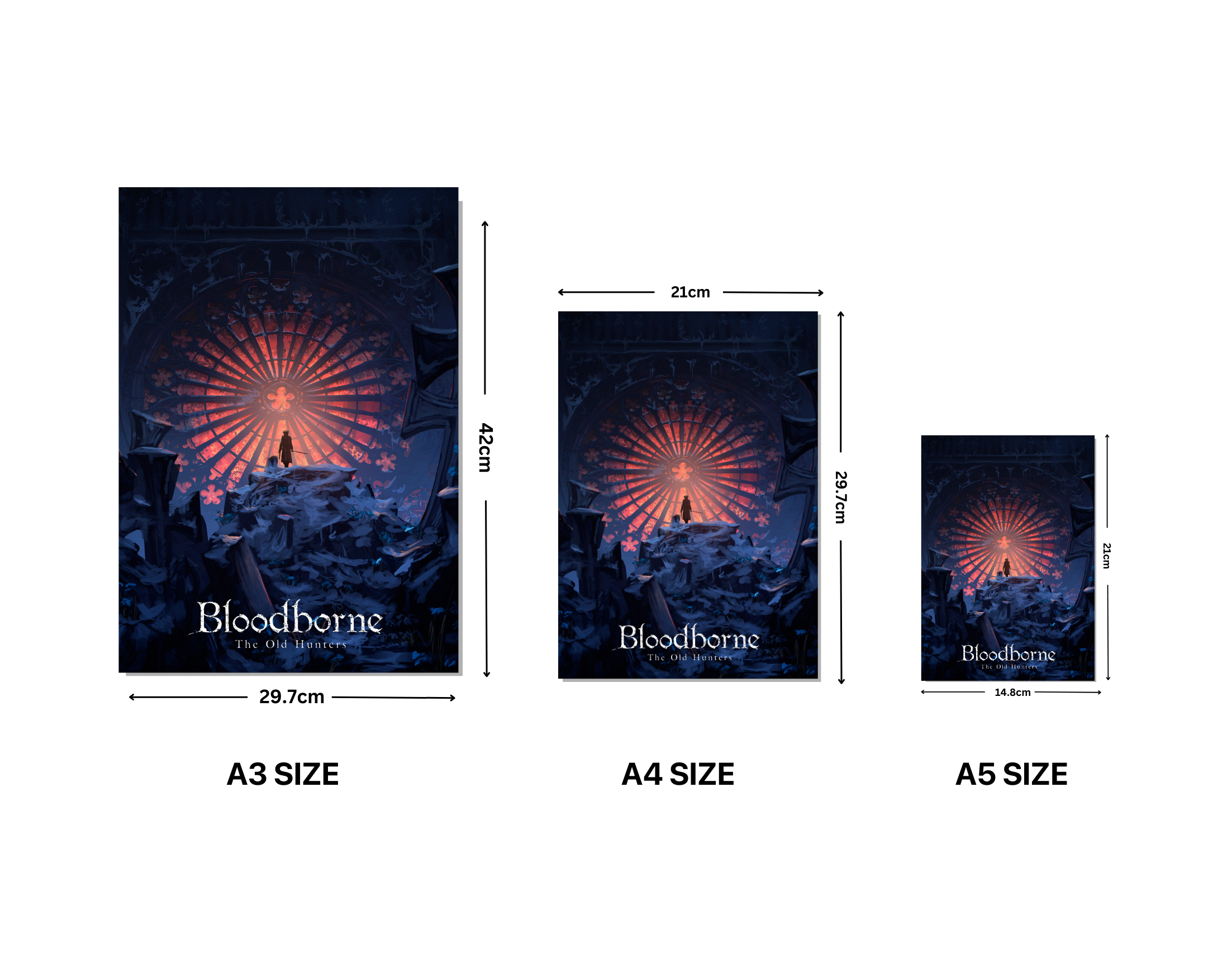 "BLOODBORNE: THE OLD HUNTERS: DARK DYNASTY"- Shiny & Sturdy Metallic Poster  Art That Pops & Sticks (Literally!)