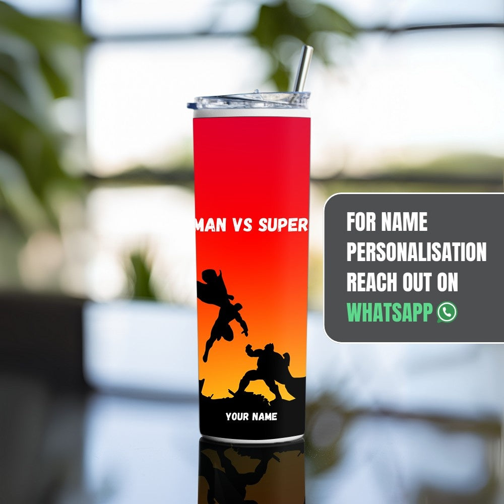 "Batman v Superman Silhouette" Tumbler with Metal Straw