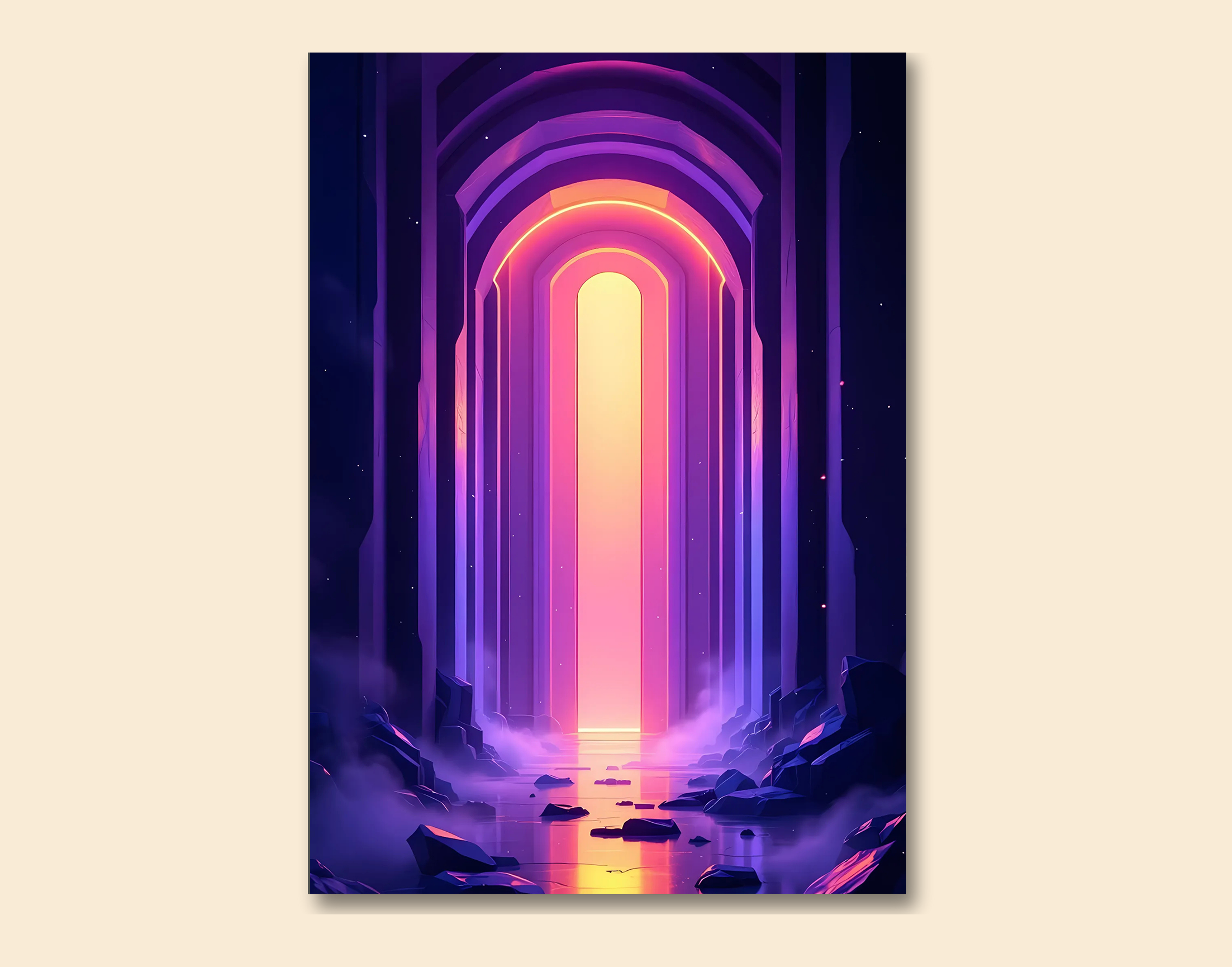 "AI in virtual-Robot Doorway"- Shiny & Sturdy Metallic Poster  Art That Pops & Sticks