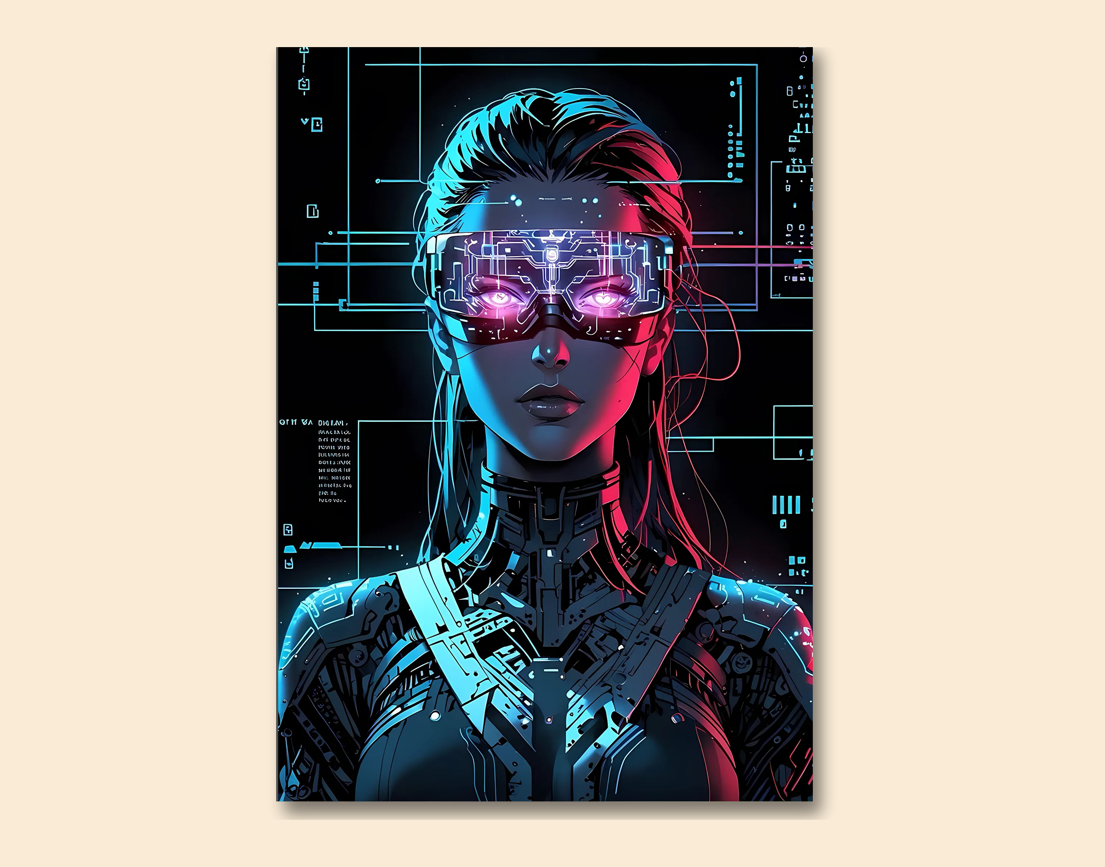 "AI women- Robot Look"- Shiny & Sturdy Metallic Poster  Art That Pops & Sticks