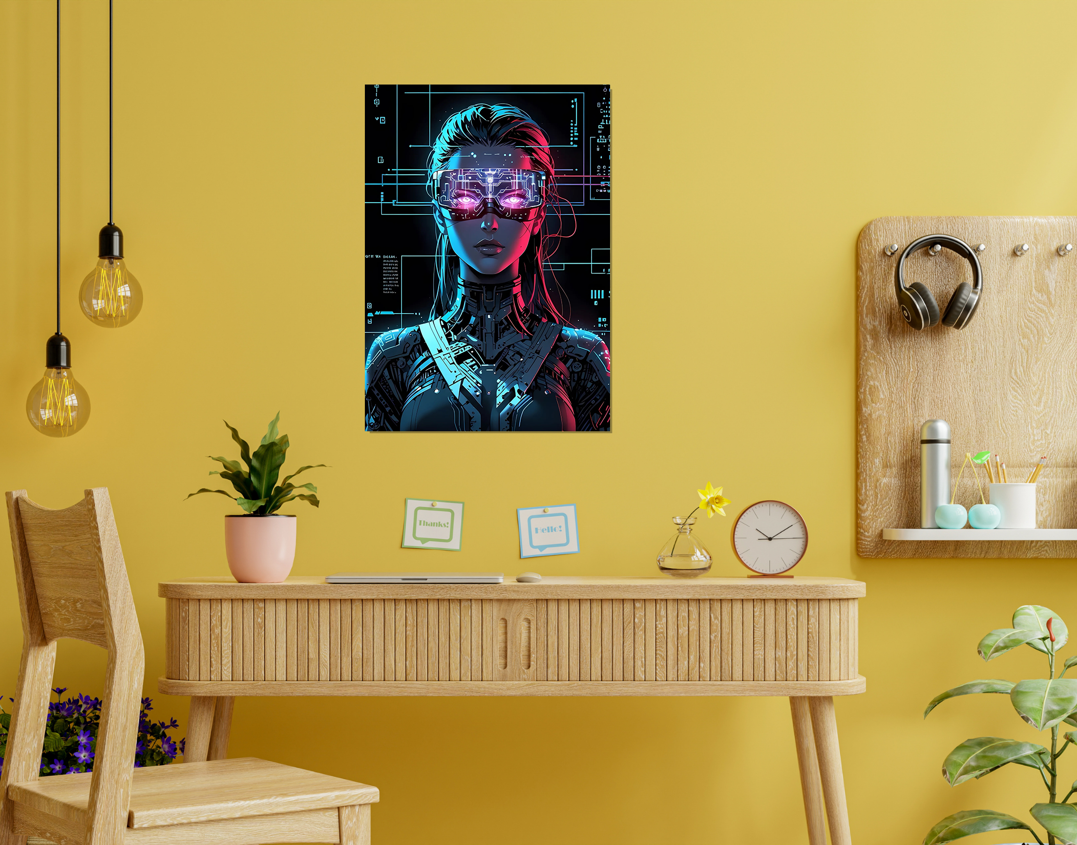"AI women- Robot Look"- Shiny & Sturdy Metallic Poster  Art That Pops & Sticks