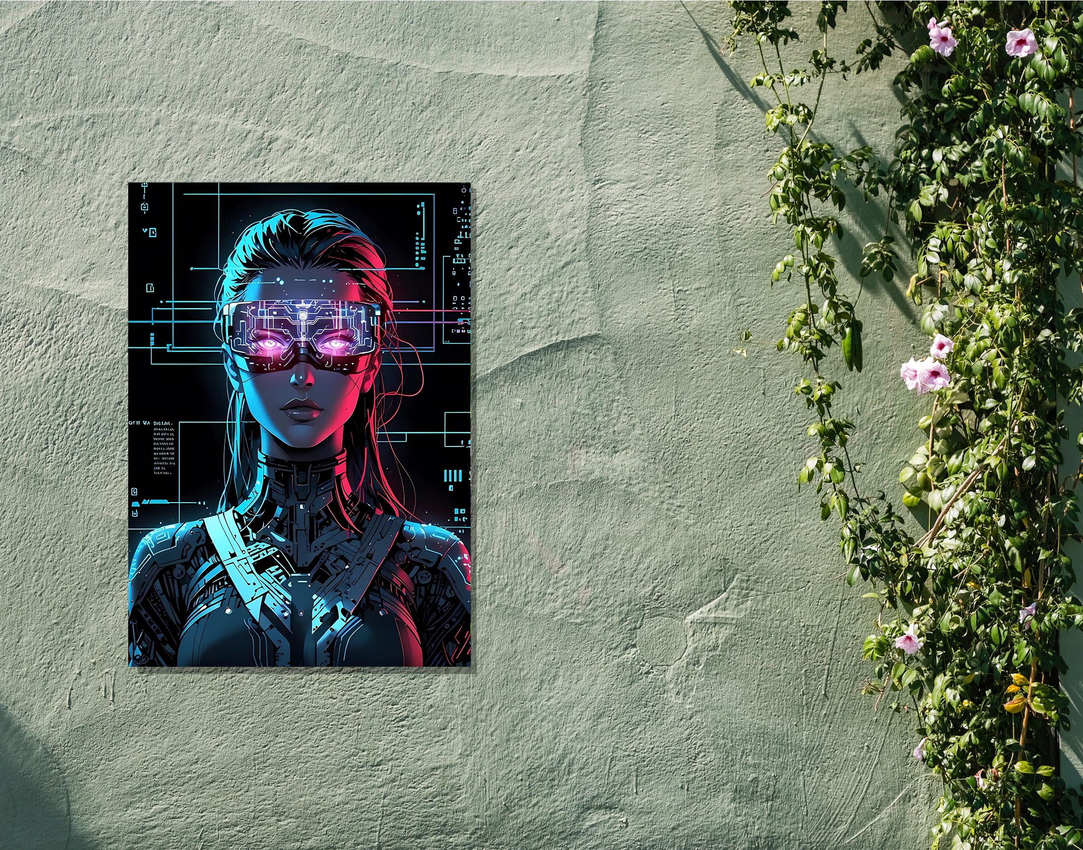 "AI women- Robot Look"- Shiny & Sturdy Metallic Poster  Art That Pops & Sticks