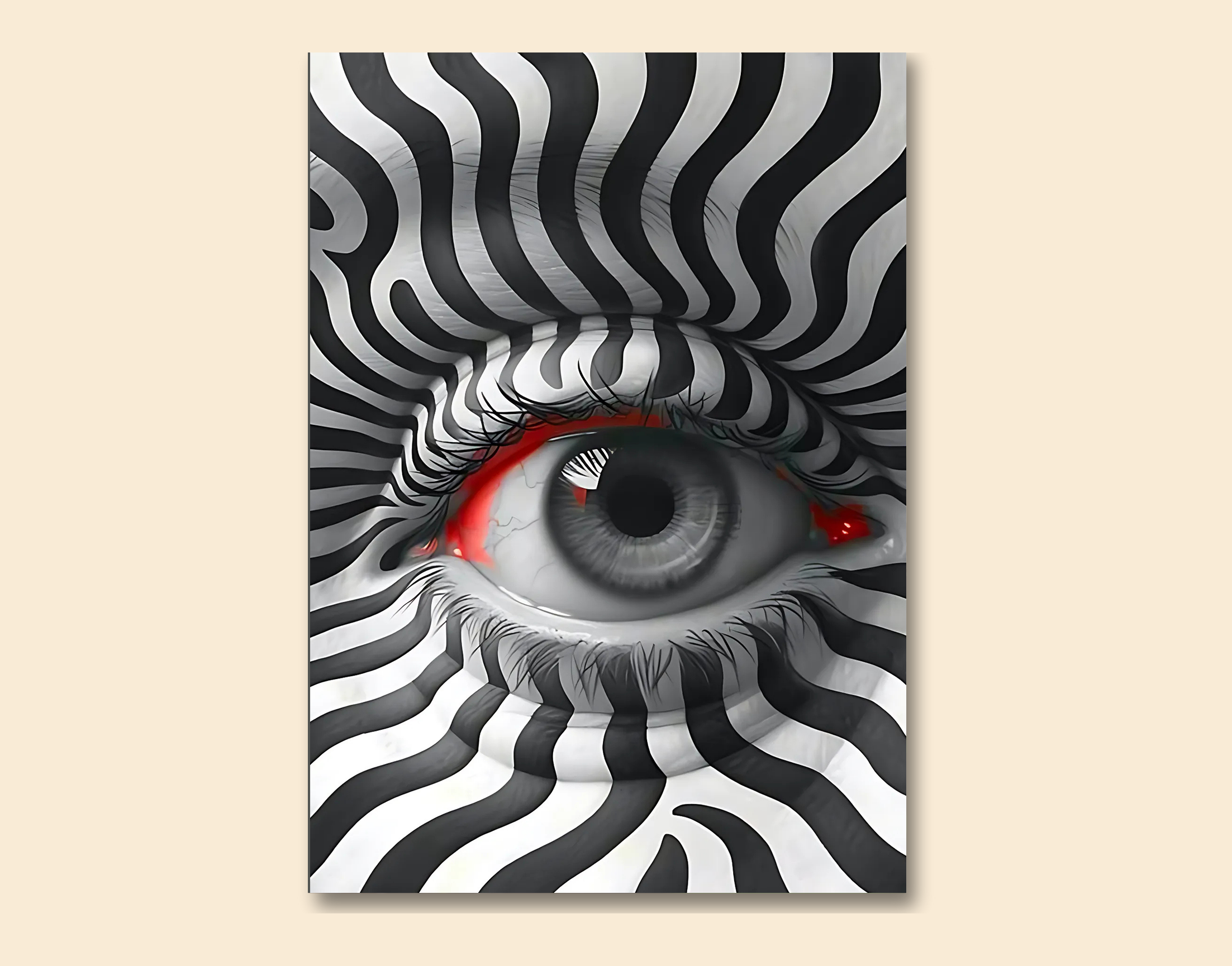 "EYE FOR AN EYE- Black & White"- Shiny & Sturdy Metallic Poster  Art That Pops & Sticks