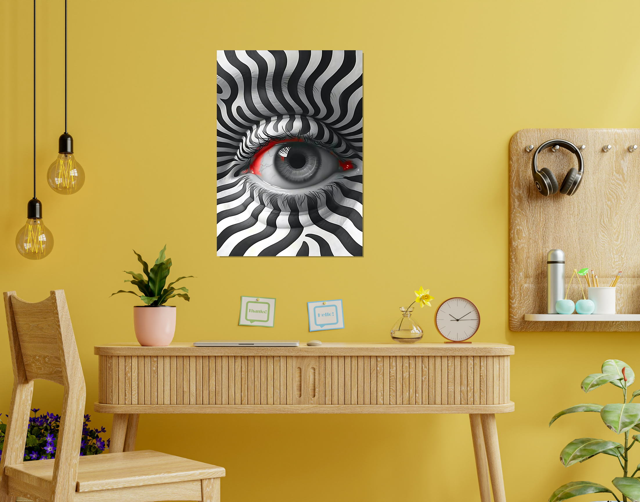 "EYE FOR AN EYE- Black & White"- Shiny & Sturdy Metallic Poster  Art That Pops & Sticks