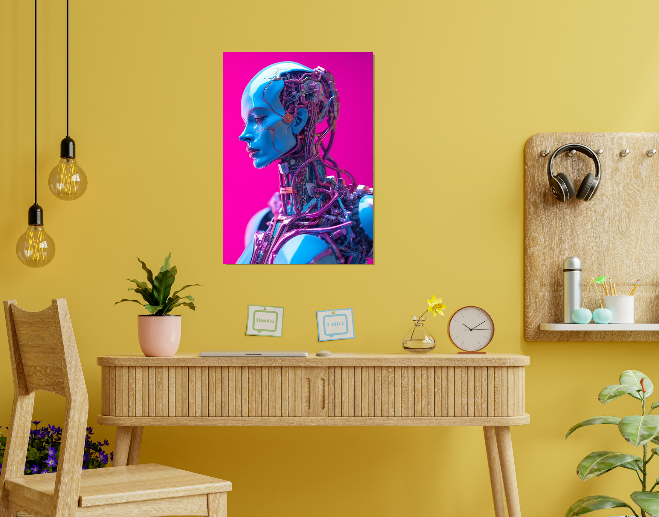 "AI Robot version women"- Shiny & Sturdy Metallic Poster  Art That Pops & Sticks