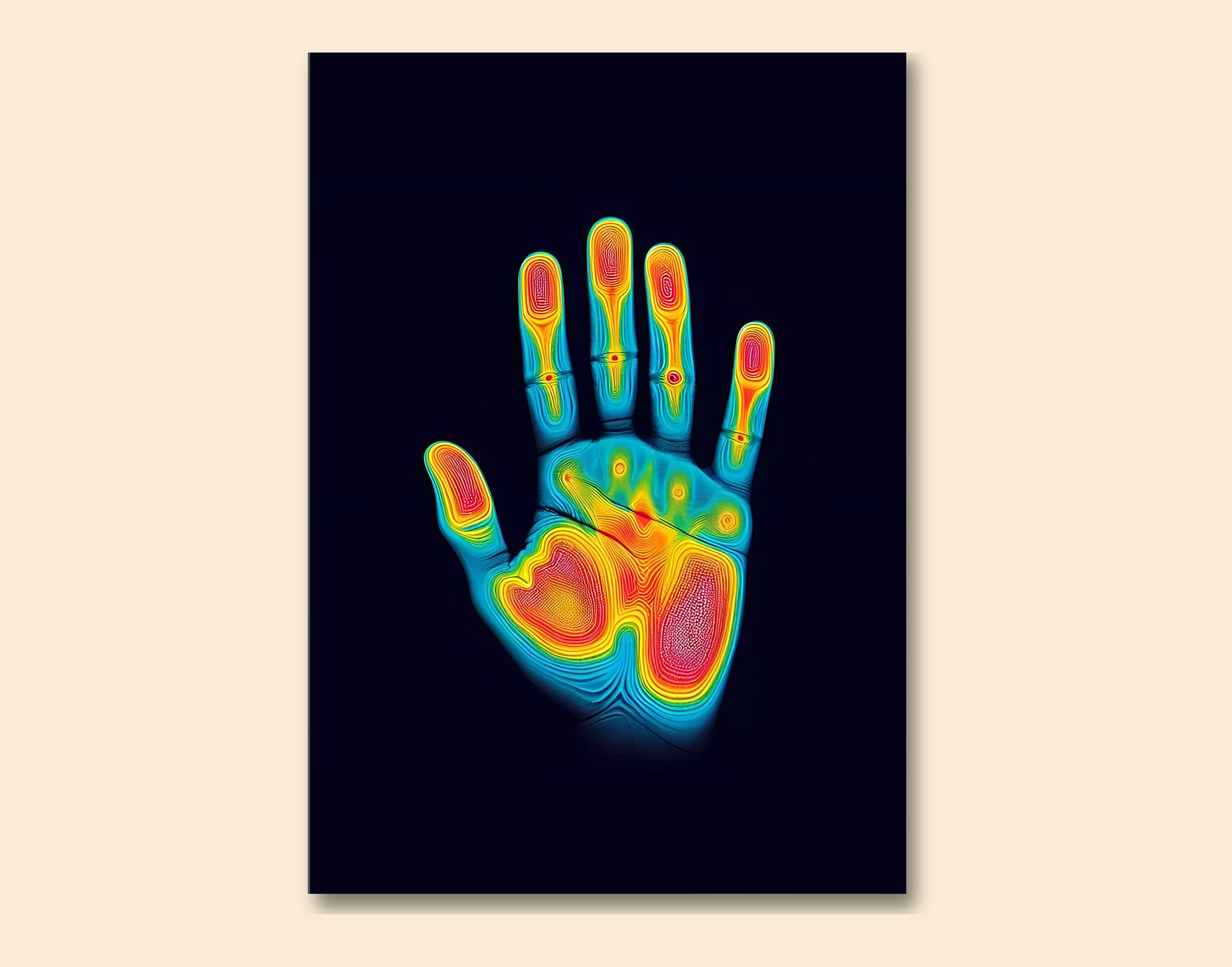 "Human vs Robot  Palm Ray"- Shiny & Sturdy Metallic Poster  Art That Pops & Sticks