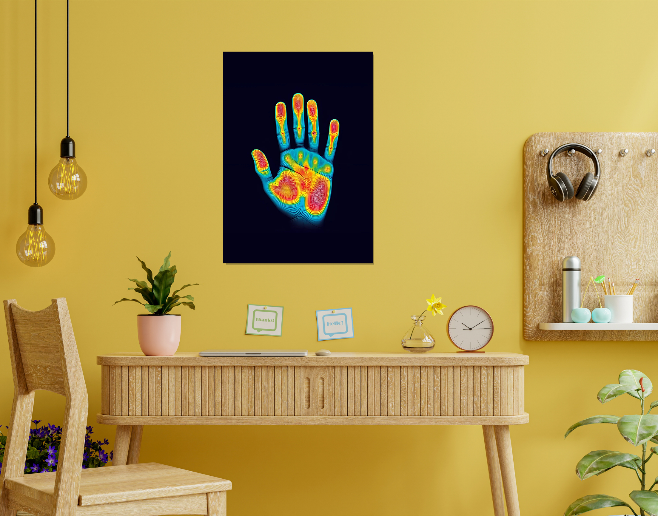 "Human vs Robot  Palm Ray"- Shiny & Sturdy Metallic Poster  Art That Pops & Sticks