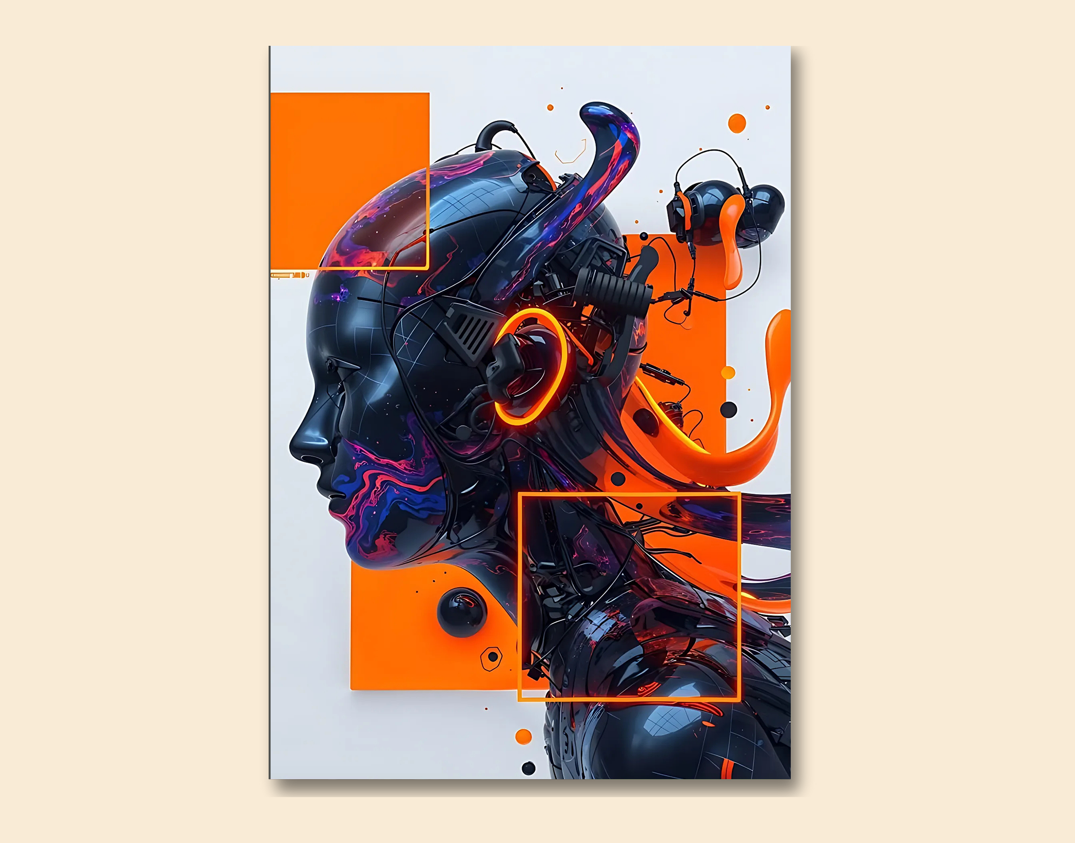 "Flow Like Lava-Orange Splash"- Shiny & Sturdy Metallic Poster  Art That Pops & Sticks