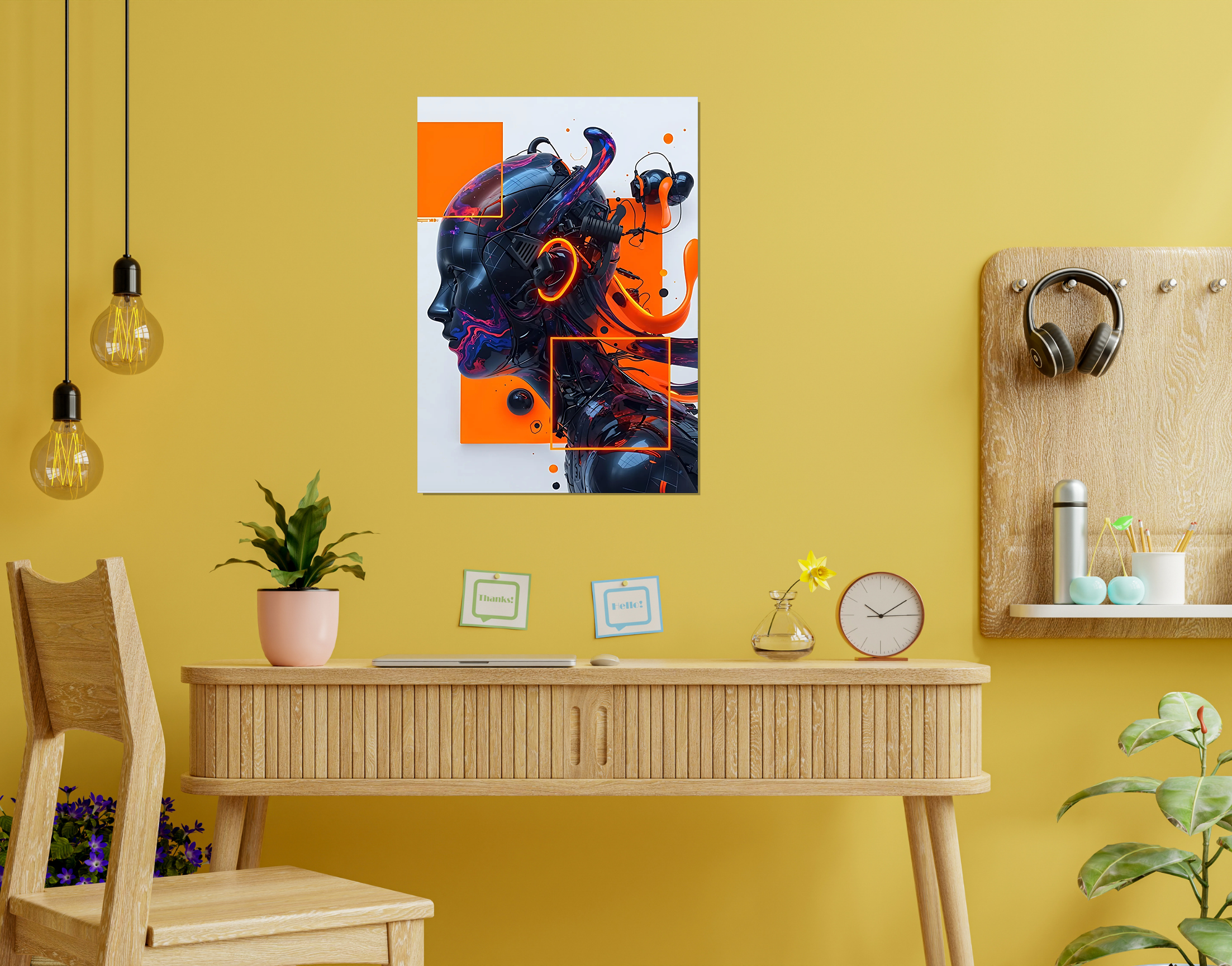 "Flow Like Lava-Orange Splash"- Shiny & Sturdy Metallic Poster  Art That Pops & Sticks
