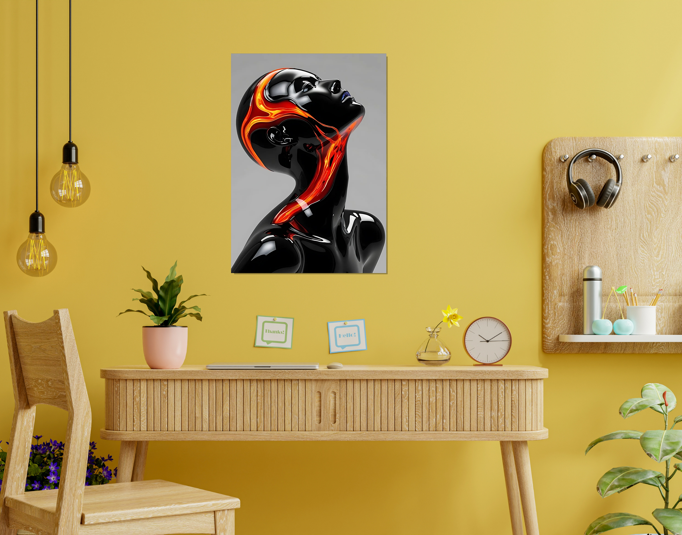 "Flow Like Lava-Orange Vein"- Shiny & Sturdy Metallic Poster  Art That Pops & Sticks