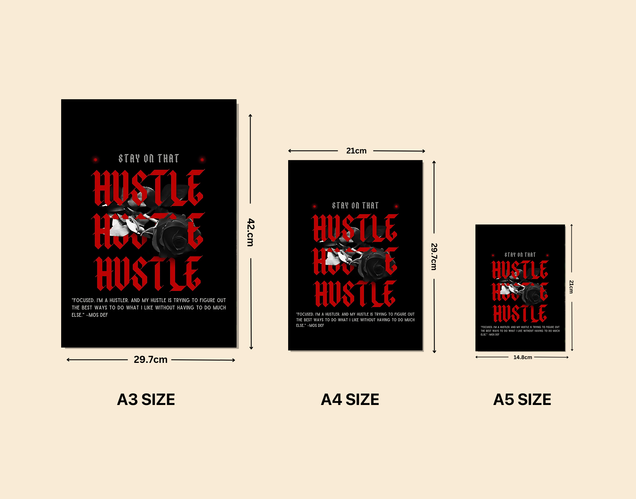 "Stay On That Hustle"- Shiny & Sturdy Metallic Poster  Art That Pops & Sticks