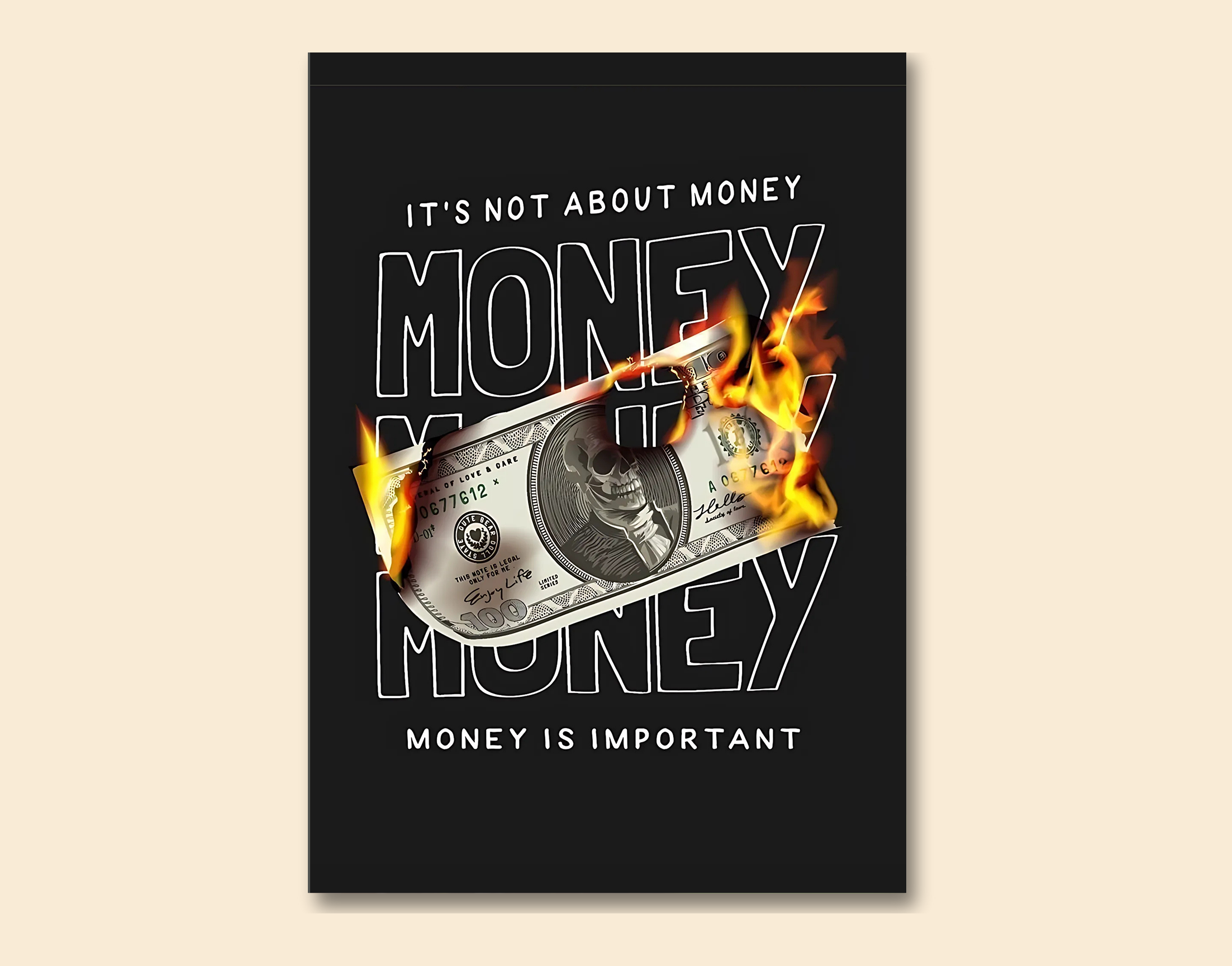 "Its Not About the money"- Shiny & Sturdy Metallic Poster  Art That Pops & Sticks