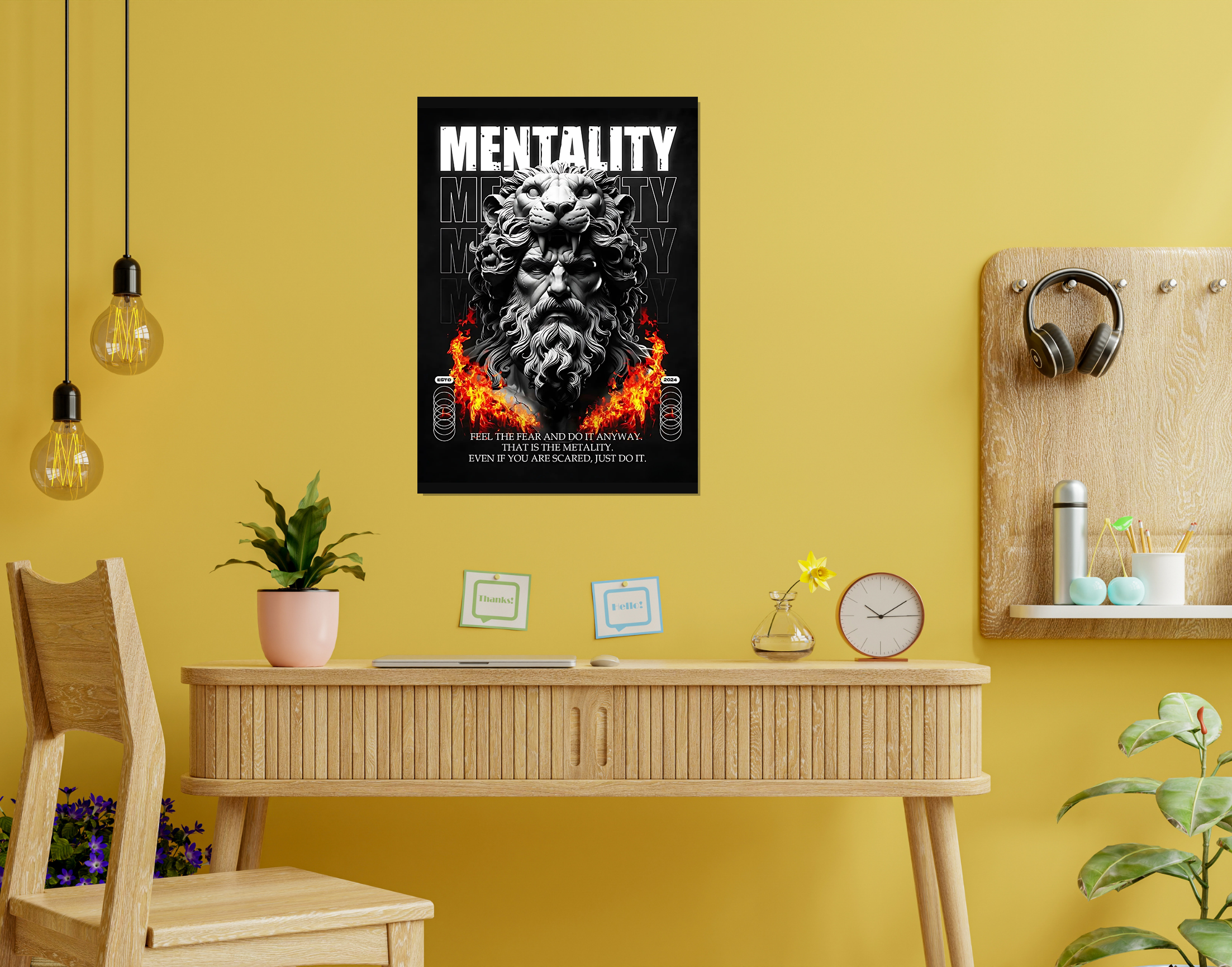 "Lion Mentality"- Shiny & Sturdy Metallic Poster  Art That Pops & Sticks