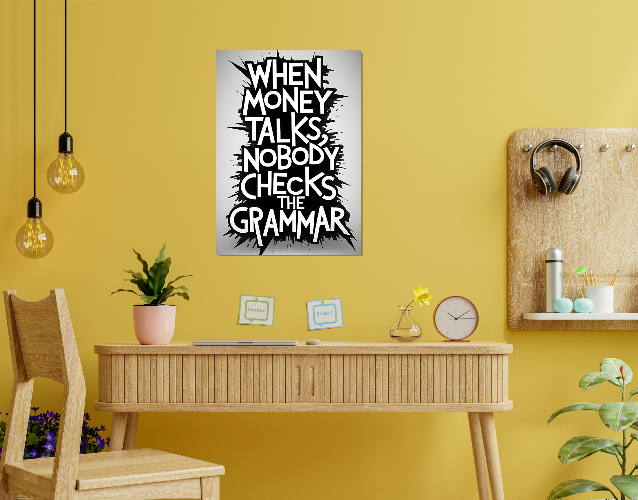 "MONEY LANGUAGE #TALK"- Shiny & Sturdy Metallic Poster  Art That Pops & Sticks