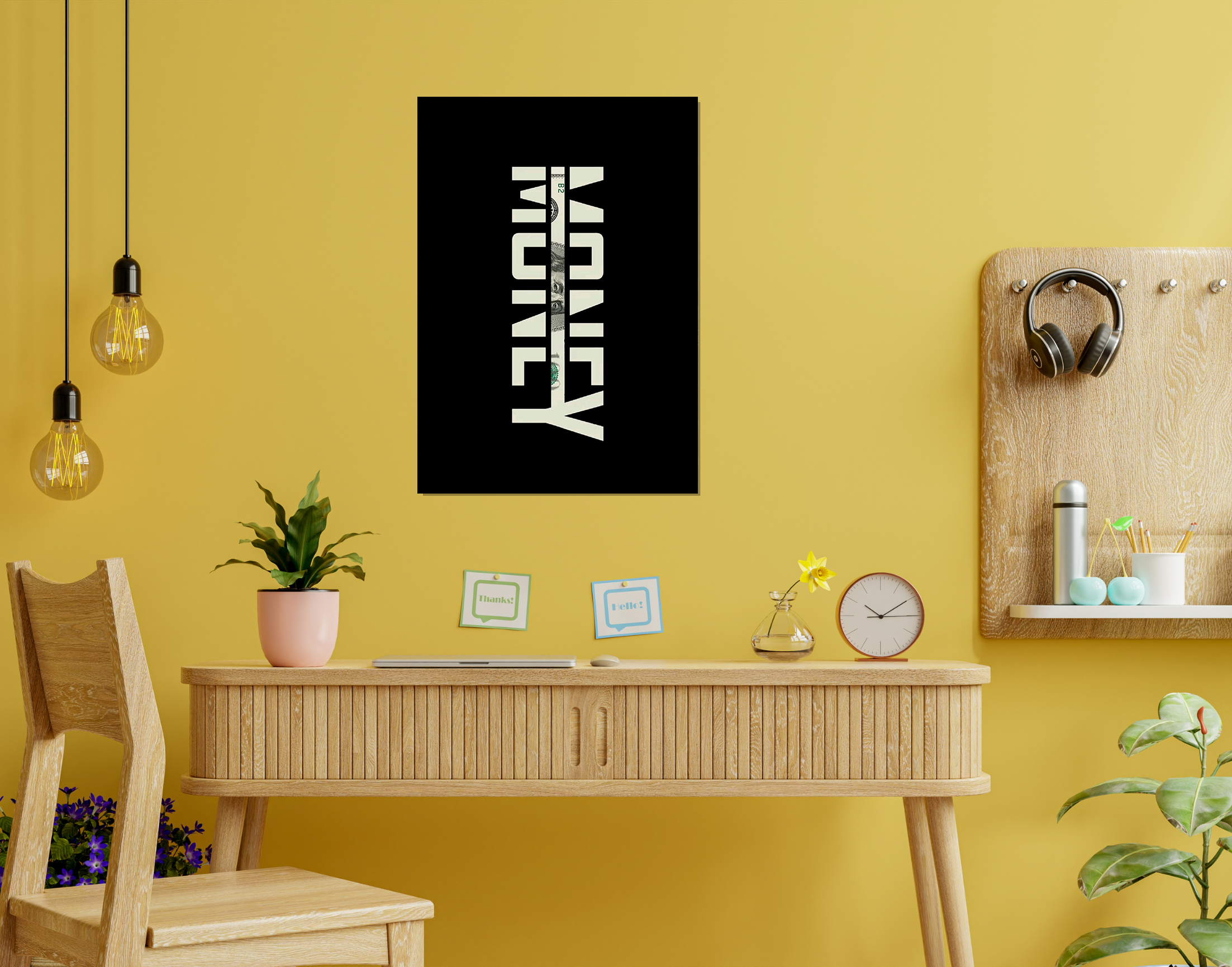 "Money Dollar"- Shiny & Sturdy Metallic Poster  Art That Pops & Sticks