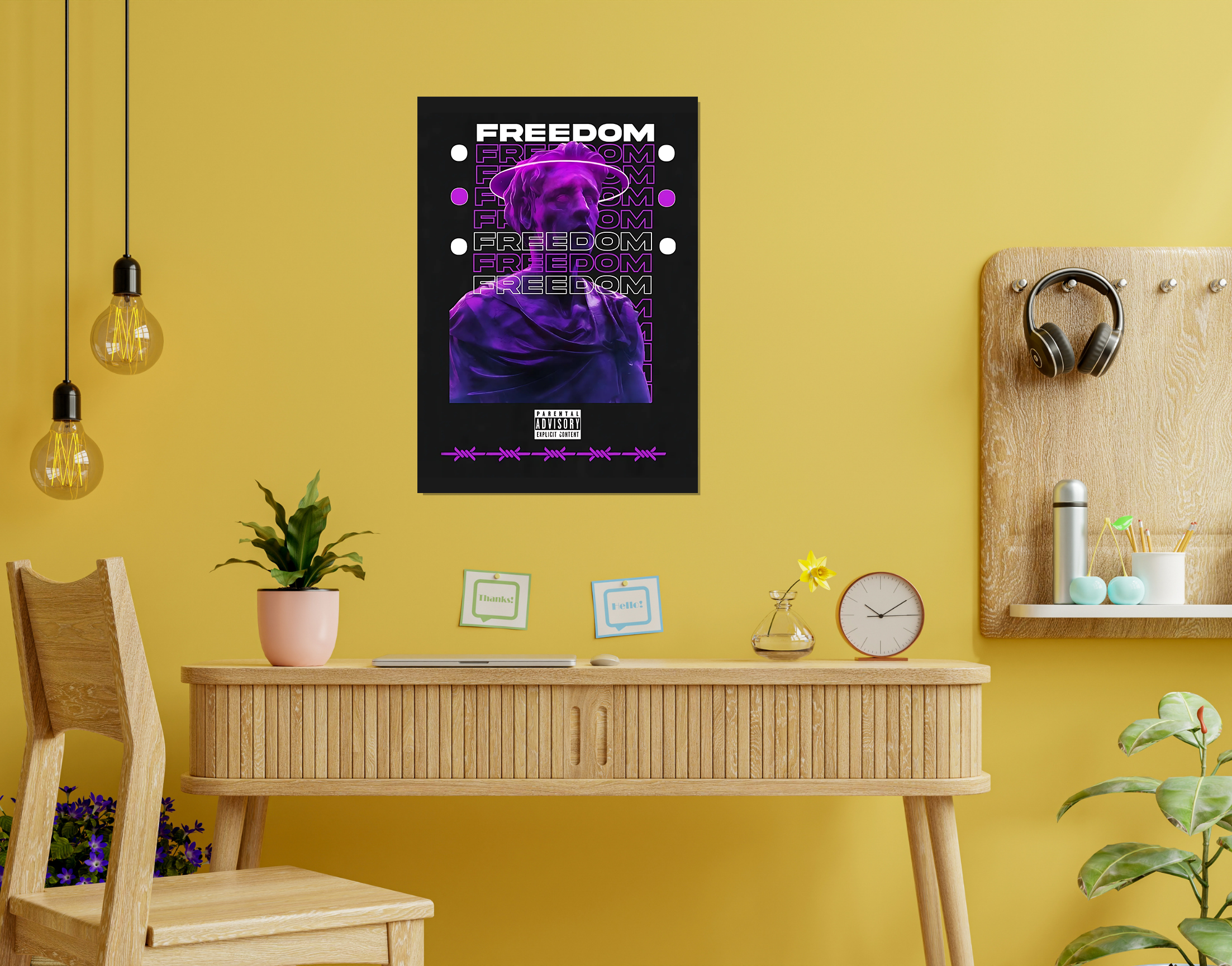 "Techno Freedom"- Shiny & Sturdy Metallic Poster  Art That Pops & Sticks