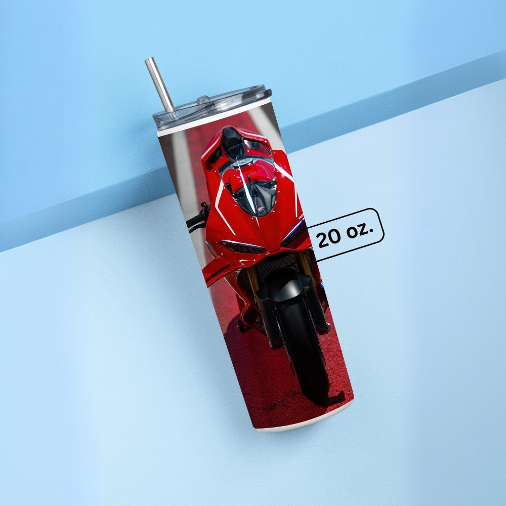 "Ducati Panigale V4 R" Tumbler with Metal Straw