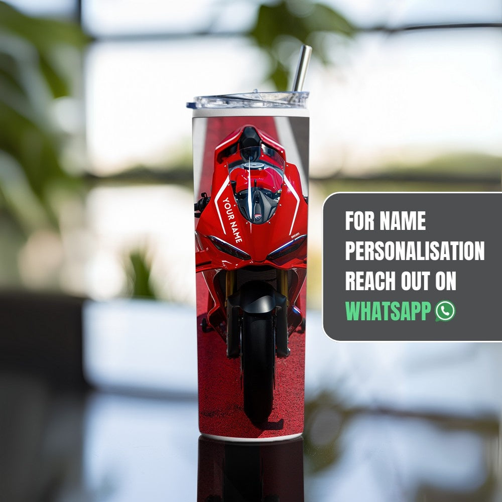 "Ducati Panigale V4 R" Tumbler with Metal Straw