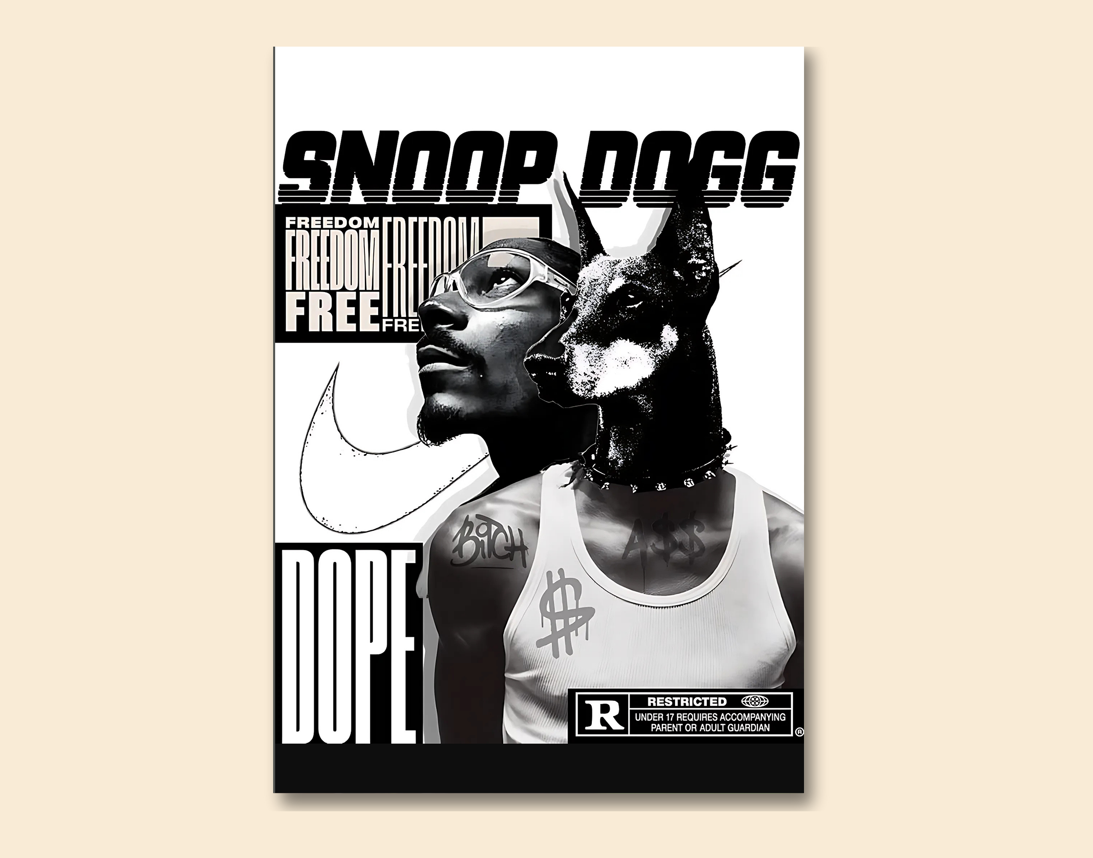 "Snoop Dogg Music"- Shiny & Sturdy Metallic Poster  Art That Pops & Sticks