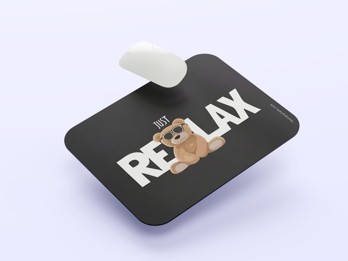 "Just Relax : Bear Vibes" Mousepad Enhance Your Workspace with Style