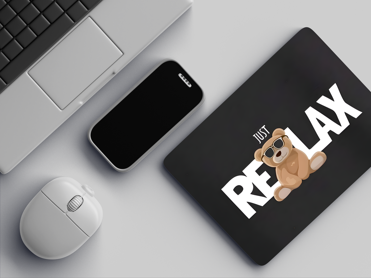 "Just Relax : Bear Vibes" Mousepad Enhance Your Workspace with Style
