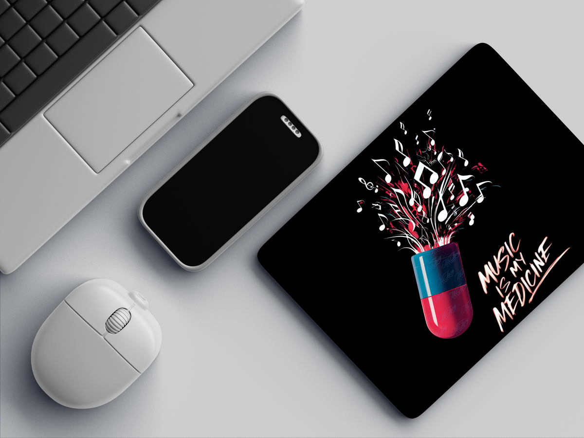 "Music Is My Medicine" Mousepad Enhance Your Workspace with Style