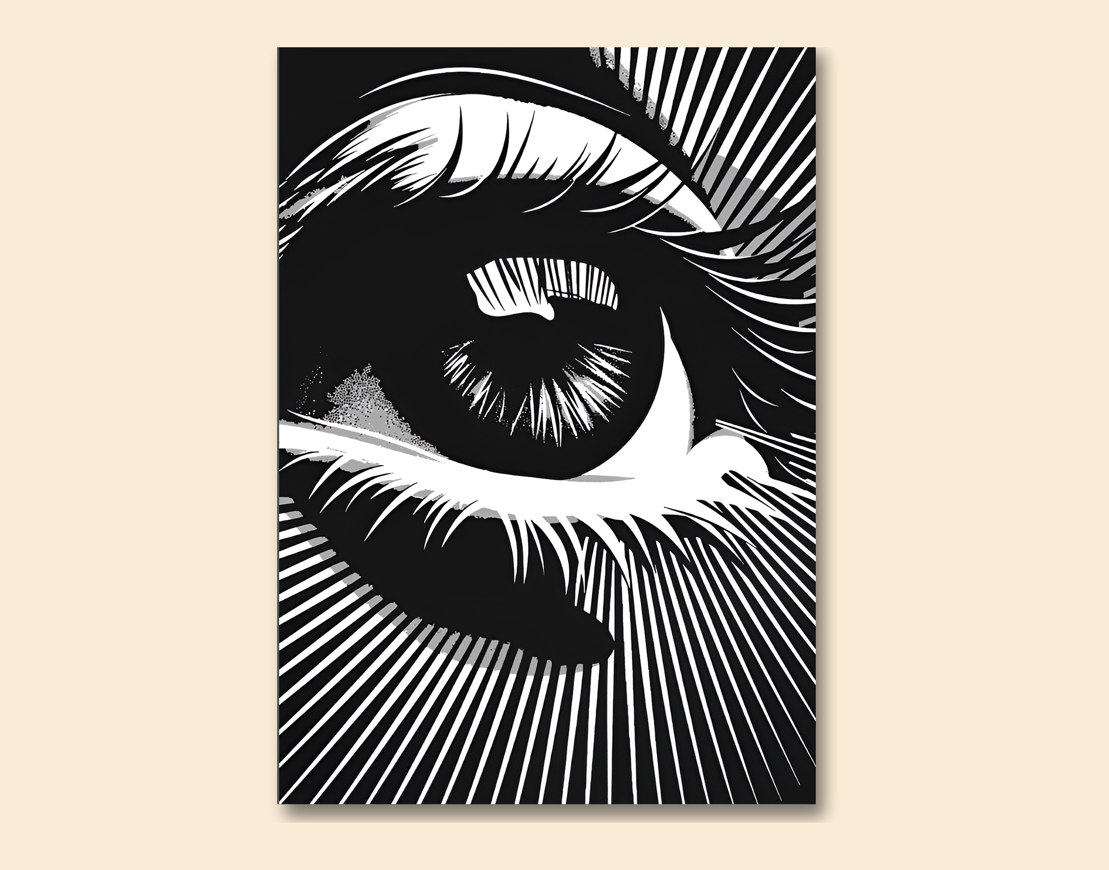 "B&W TECHNO VIBES POSTER"- Shiny & Sturdy Metallic Poster  Art That Pops & Sticks
