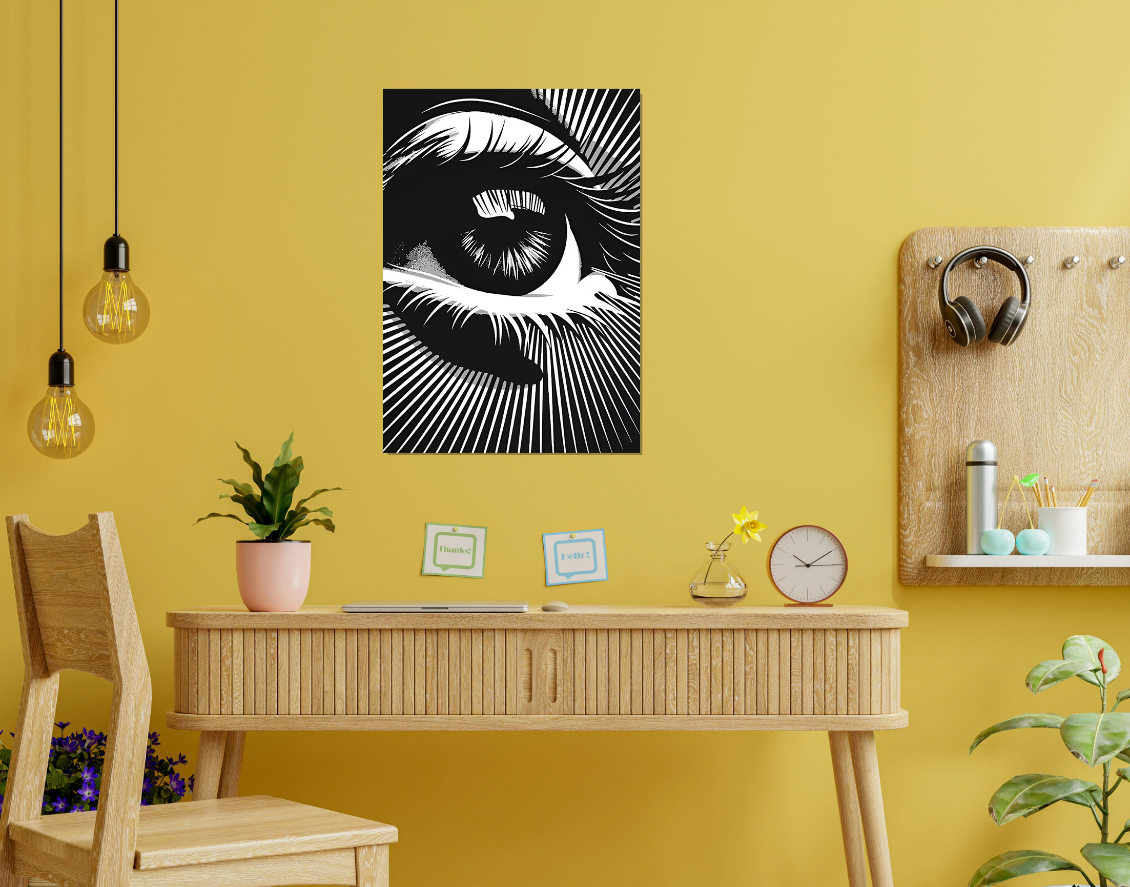"B&W TECHNO VIBES POSTER"- Shiny & Sturdy Metallic Poster  Art That Pops & Sticks
