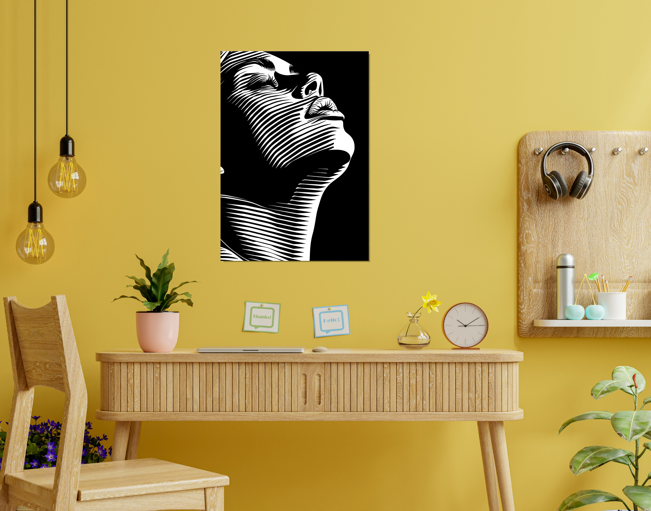 "B&W TECHNO WOMEN VIEW"- Shiny & Sturdy Metallic Poster  Art That Pops & Sticks