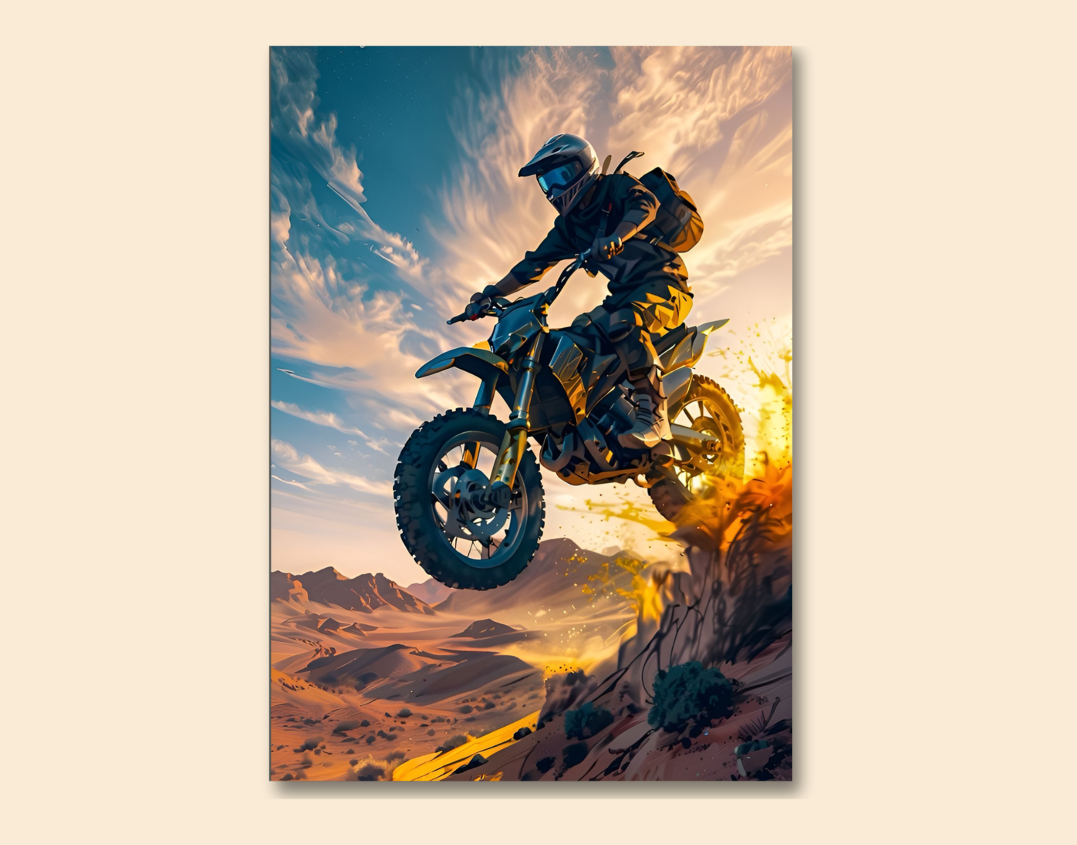 "BINING IN THE WILD DESERT"- Shiny & Sturdy Metallic Poster  Art That Pops & Sticks