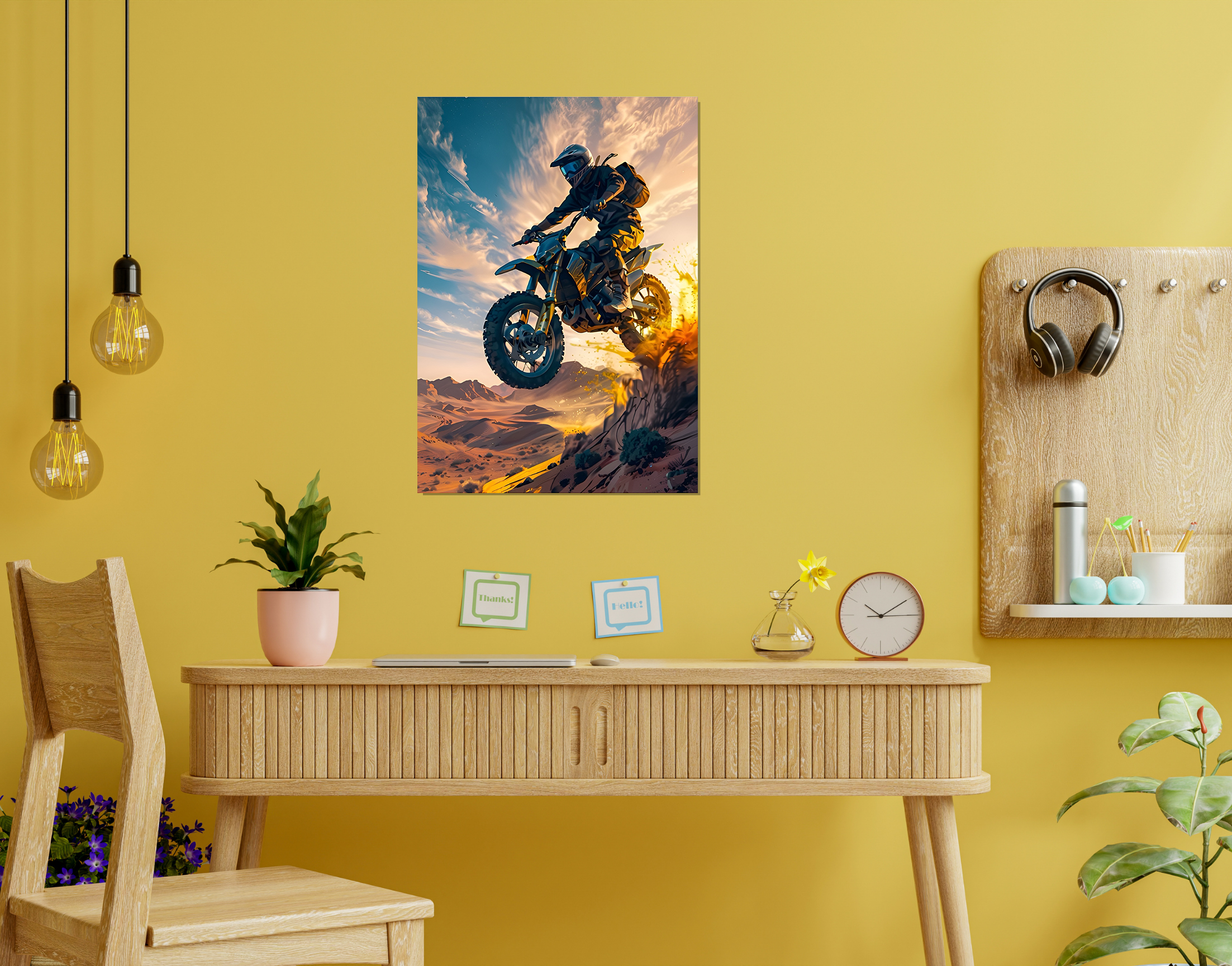 "BINING IN THE WILD DESERT"- Shiny & Sturdy Metallic Poster  Art That Pops & Sticks