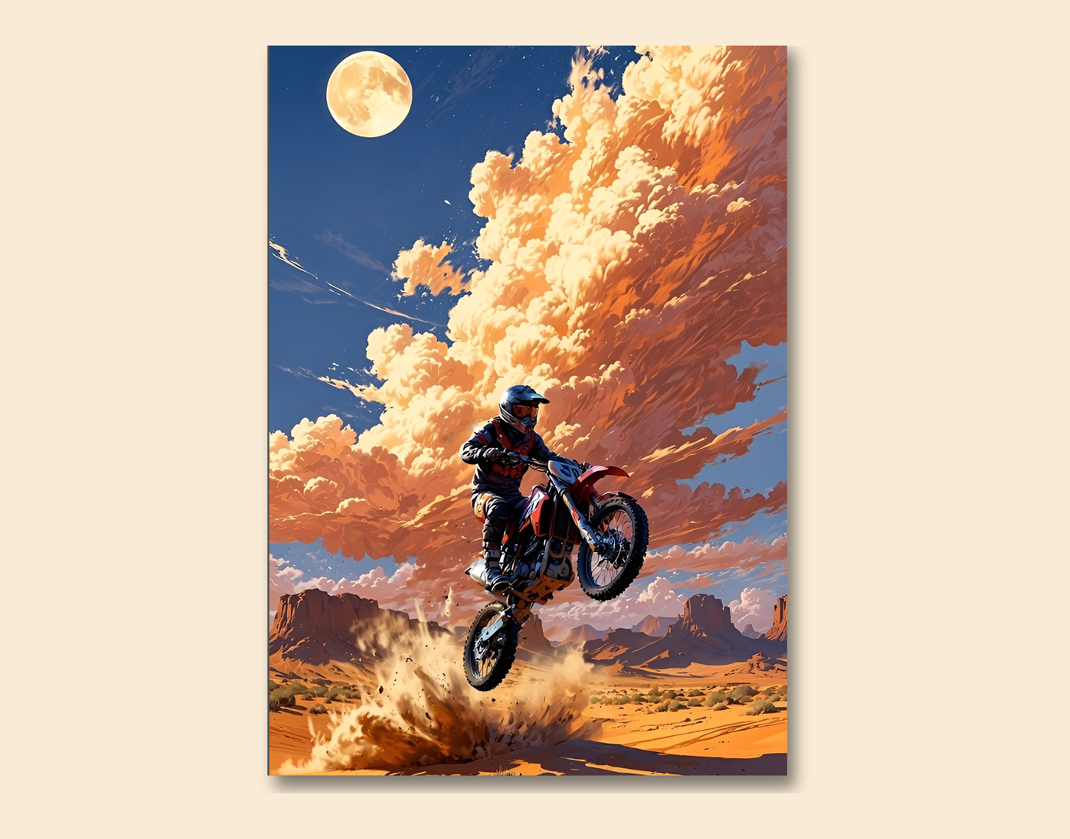 "BINING IN THE DESERT"- Shiny & Sturdy Metallic Poster  Art That Pops & Sticks