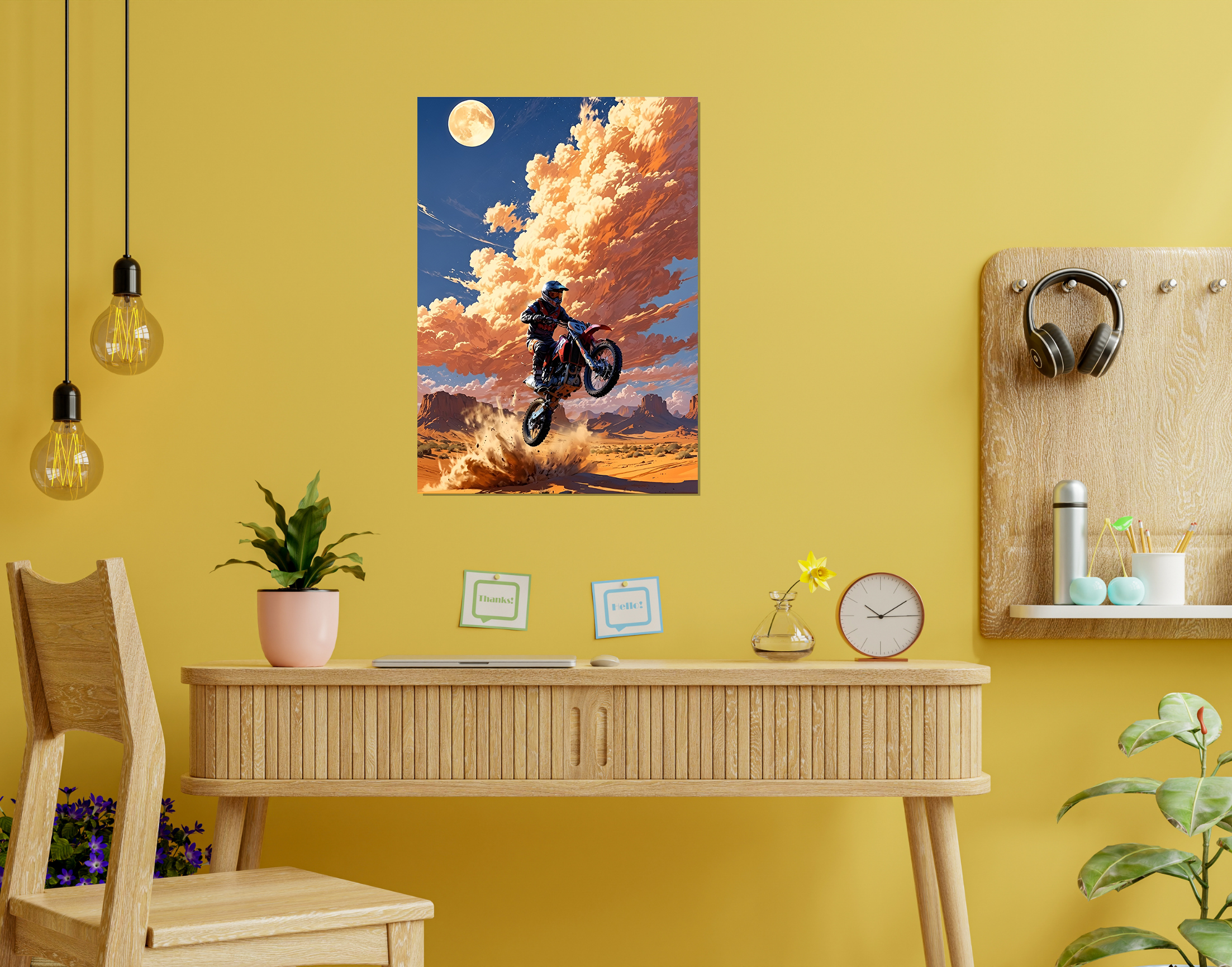 "BINING IN THE DESERT"- Shiny & Sturdy Metallic Poster  Art That Pops & Sticks