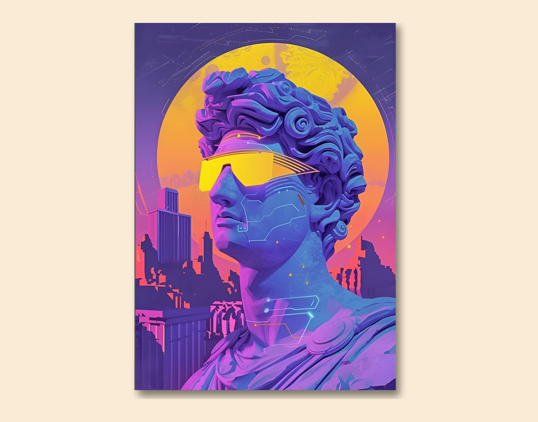 "Michelangelo: The Sunglasses"- Shiny & Sturdy Metallic Poster  Art That Pops & Sticks
