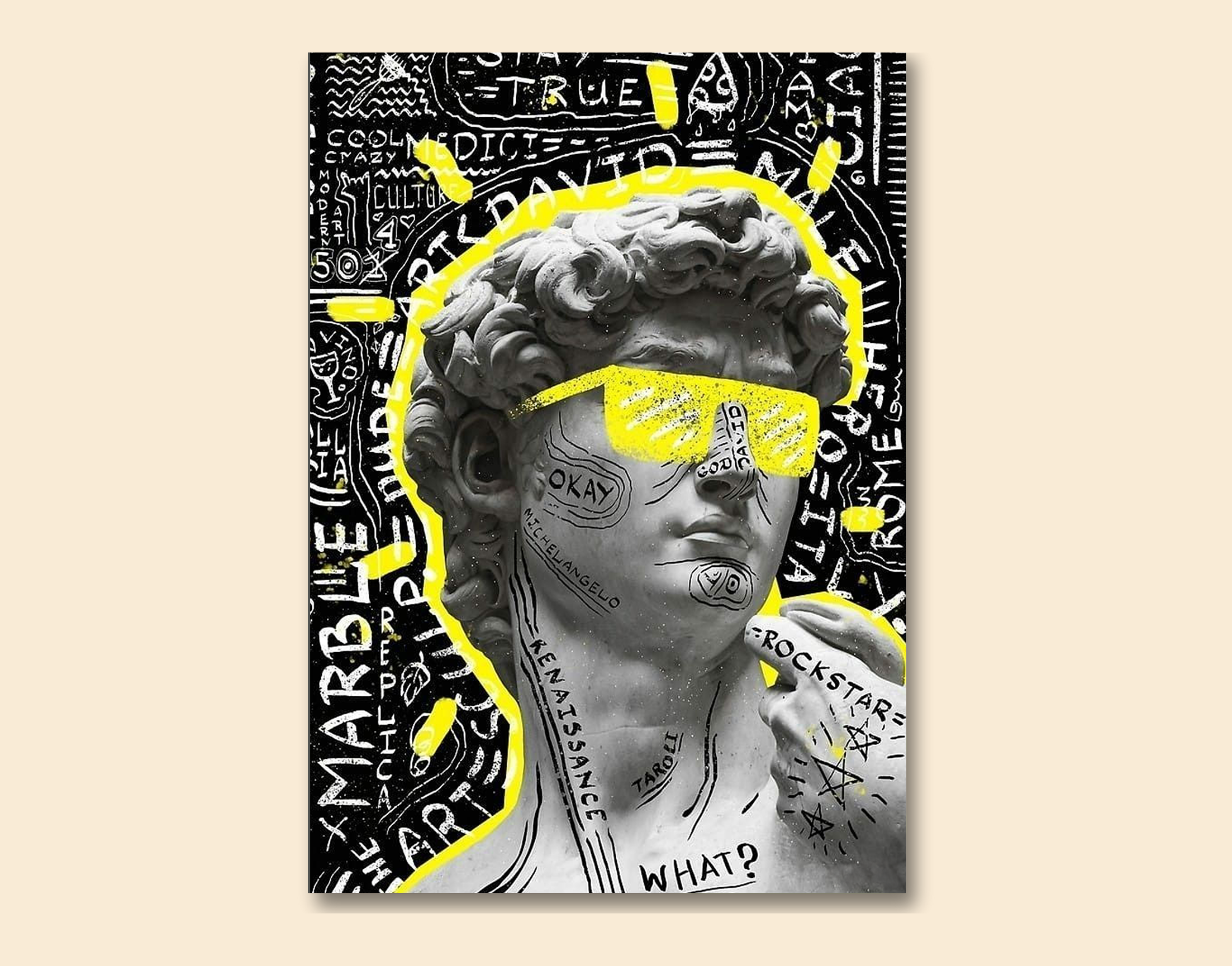 "Biblical David: Genz Art"- Shiny & Sturdy Metallic Poster  Art That Pops & Sticks