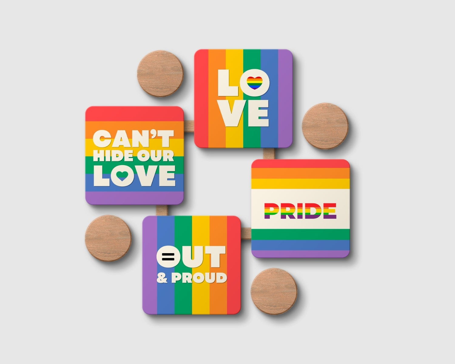 Celebrate Pride with LGBTQ+ Coaster Set of 4 â€“ Fun & Vibrant Decor