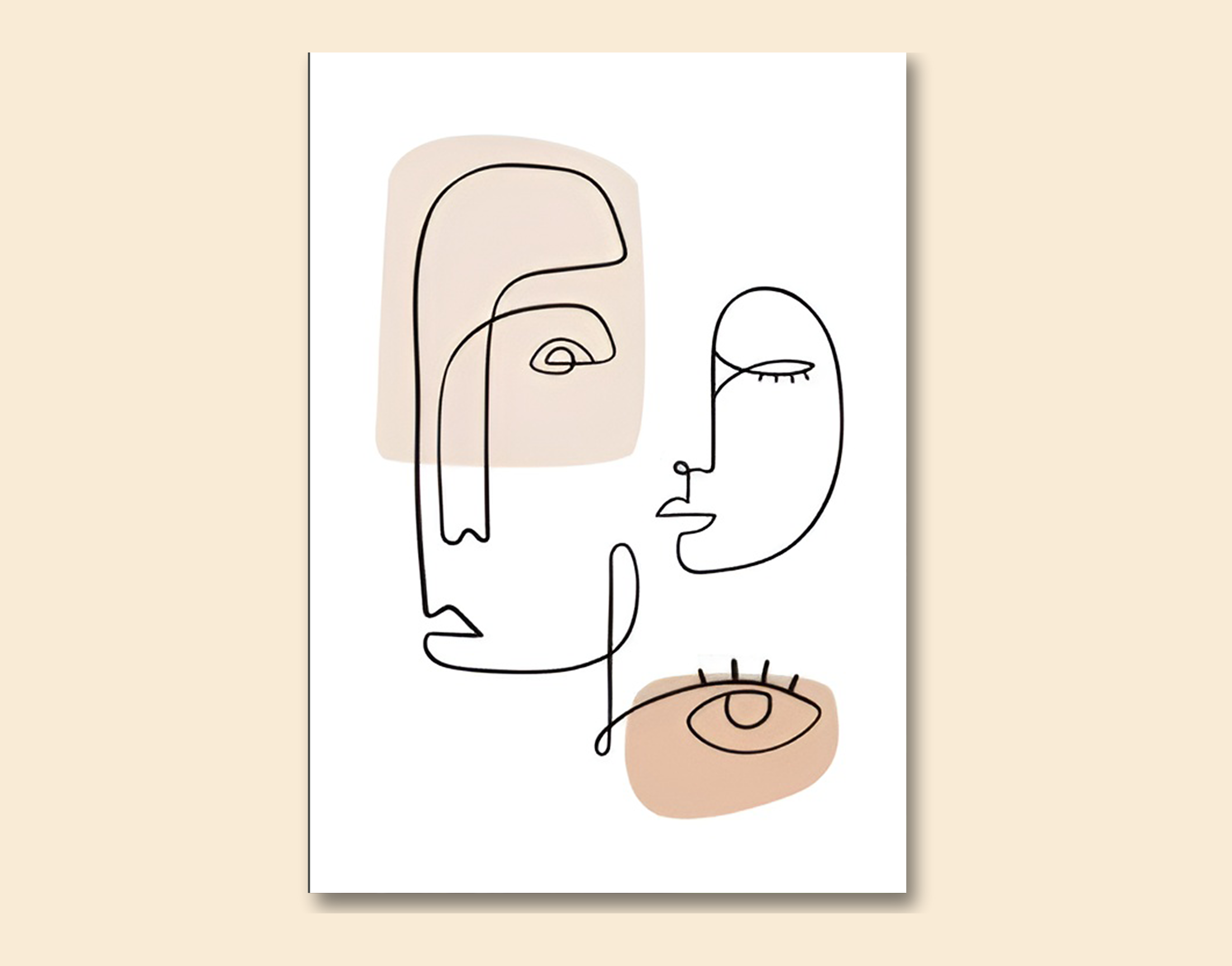 "Human Face:Line Art"- Shiny & Sturdy Metallic Poster  Art That Pops & Sticks