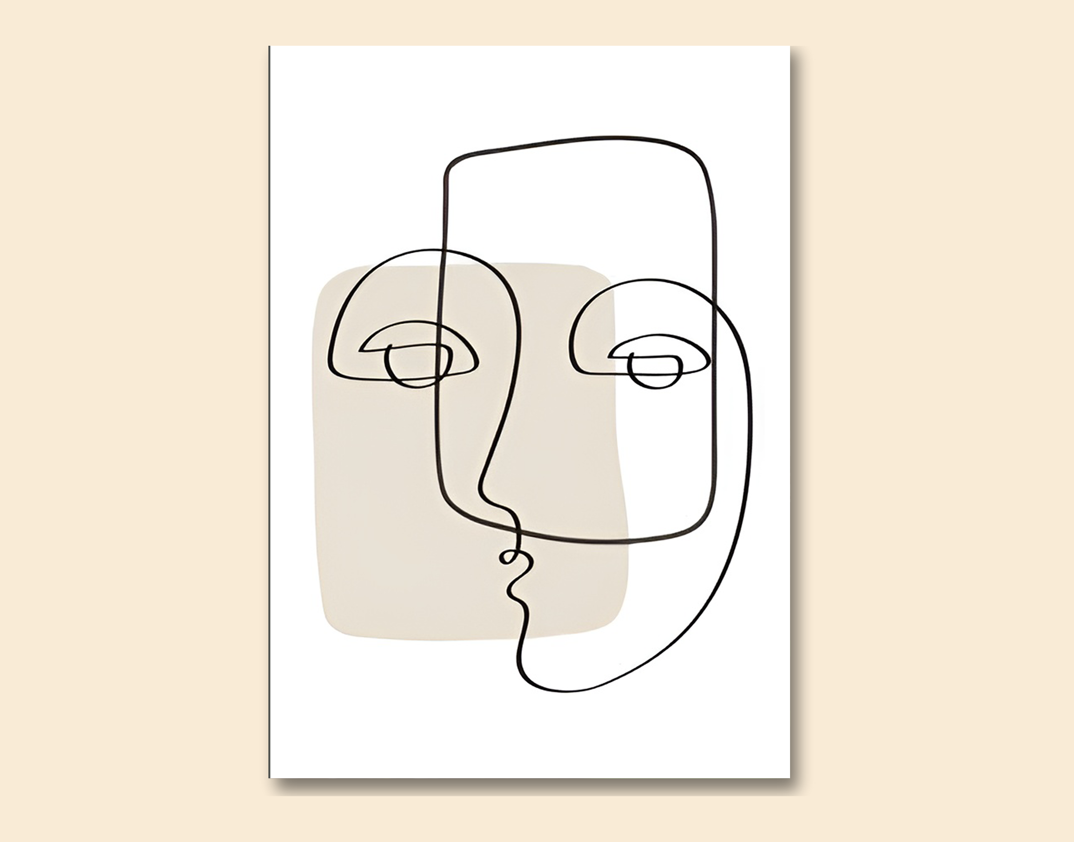 "Line Art: Face"- Shiny & Sturdy Metallic Poster  Art That Pops & Sticks