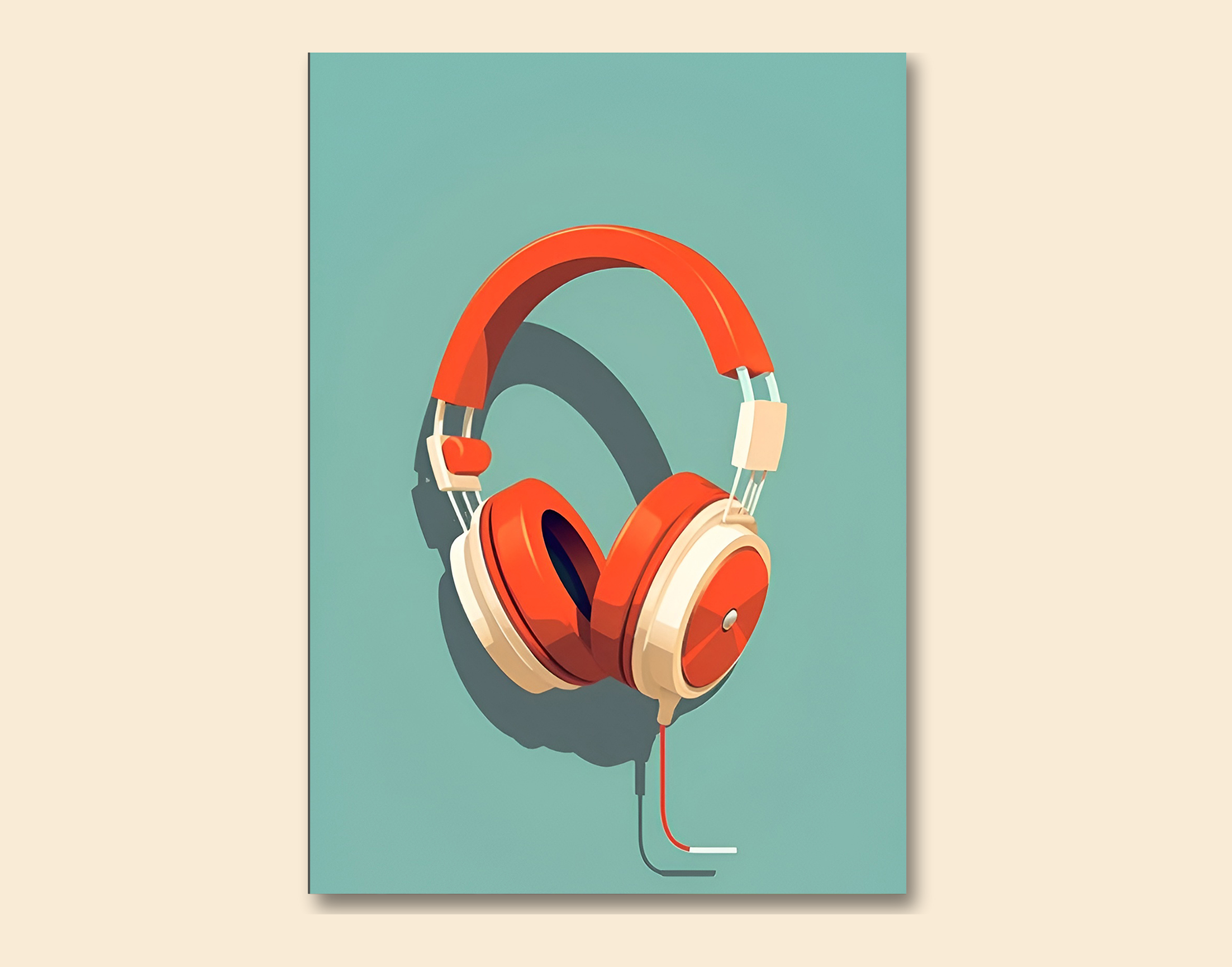 "Headset Musical: Vector Image"- Shiny & Sturdy Metallic Poster  Art That Pops & Sticks
