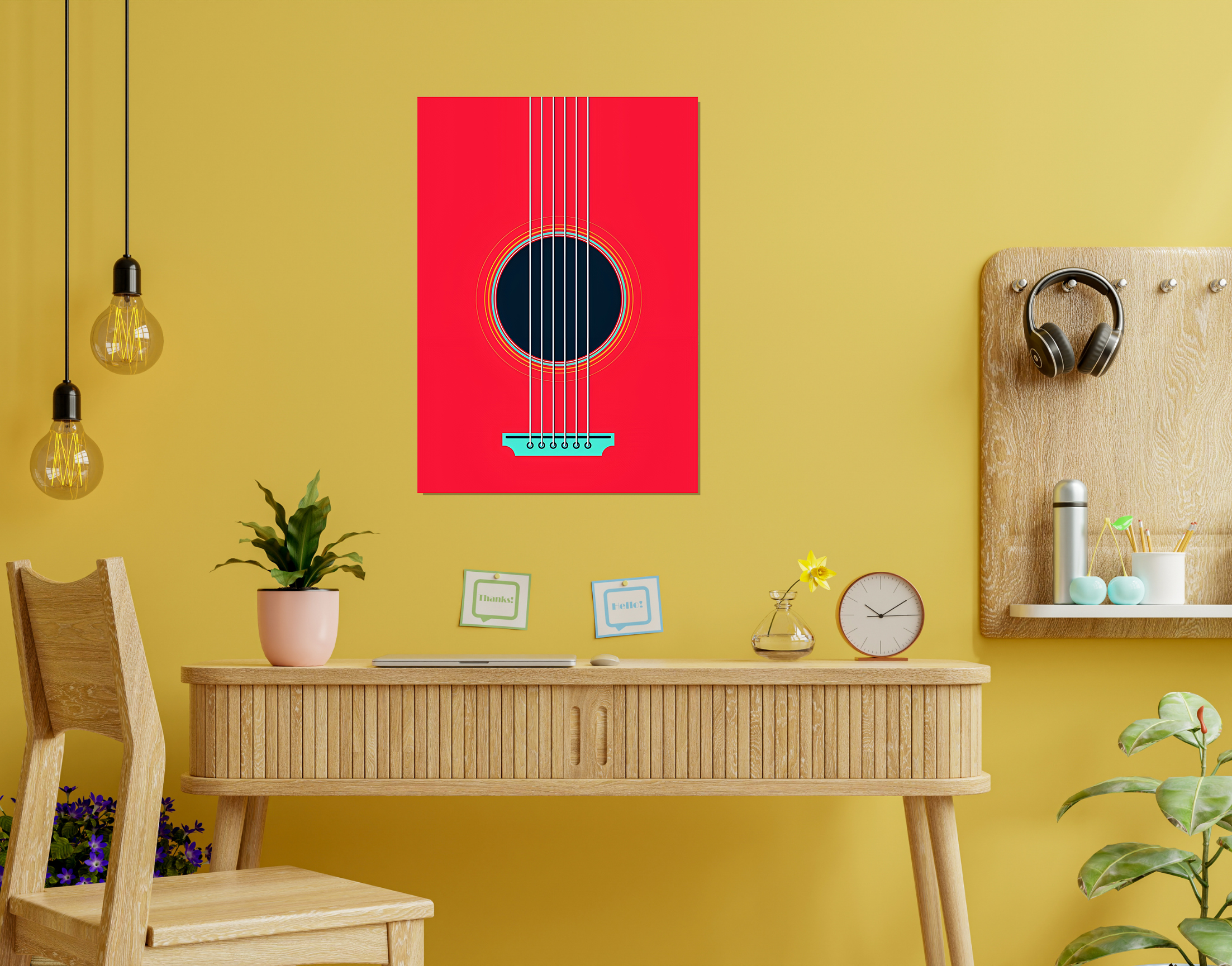 "Guitar Musical: Vector Image"- Shiny & Sturdy Metallic Poster  Art That Pops & Sticks