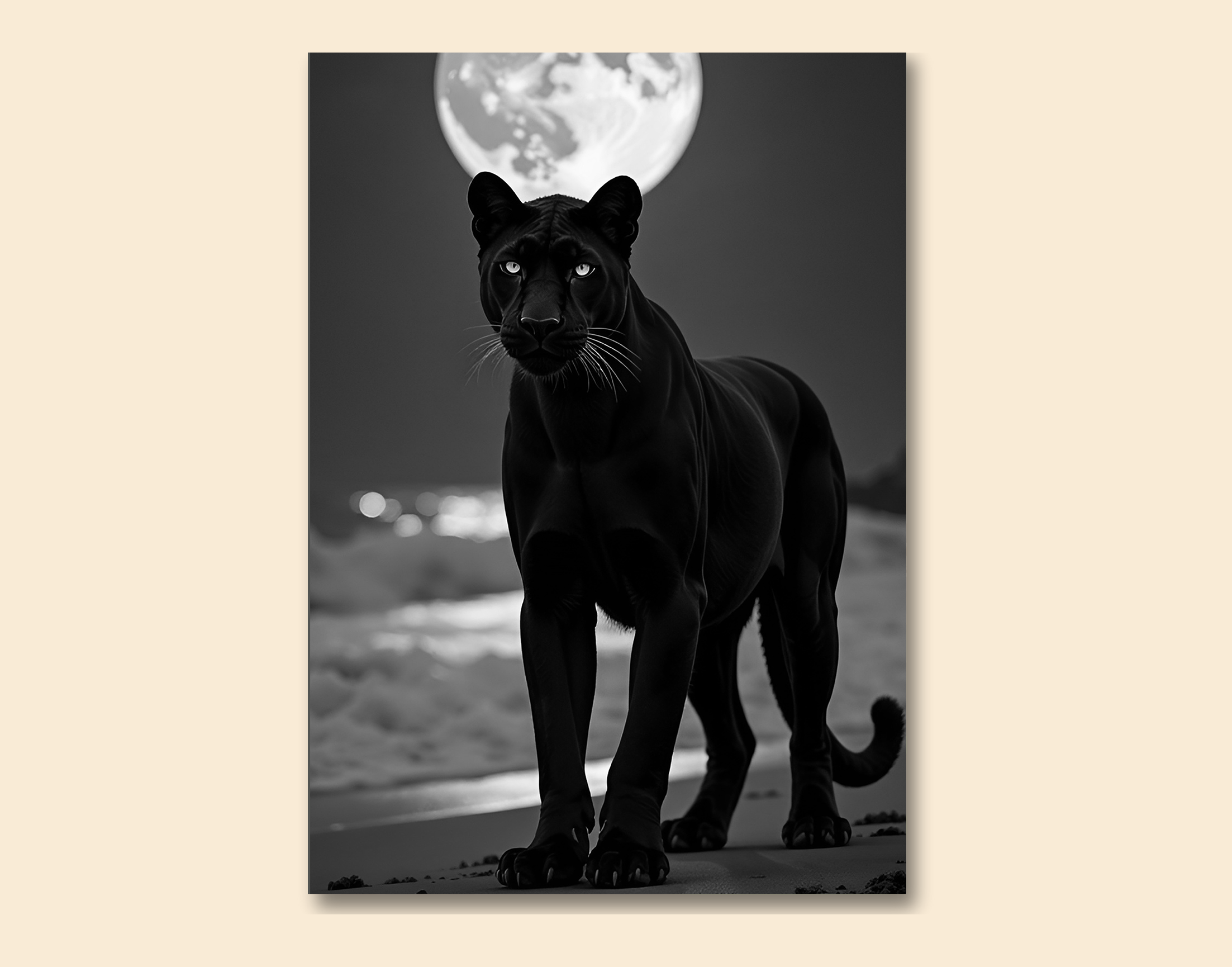 "Black Panther in The Dark"- Shiny & Sturdy Metallic Poster  Art That Pops & Sticks