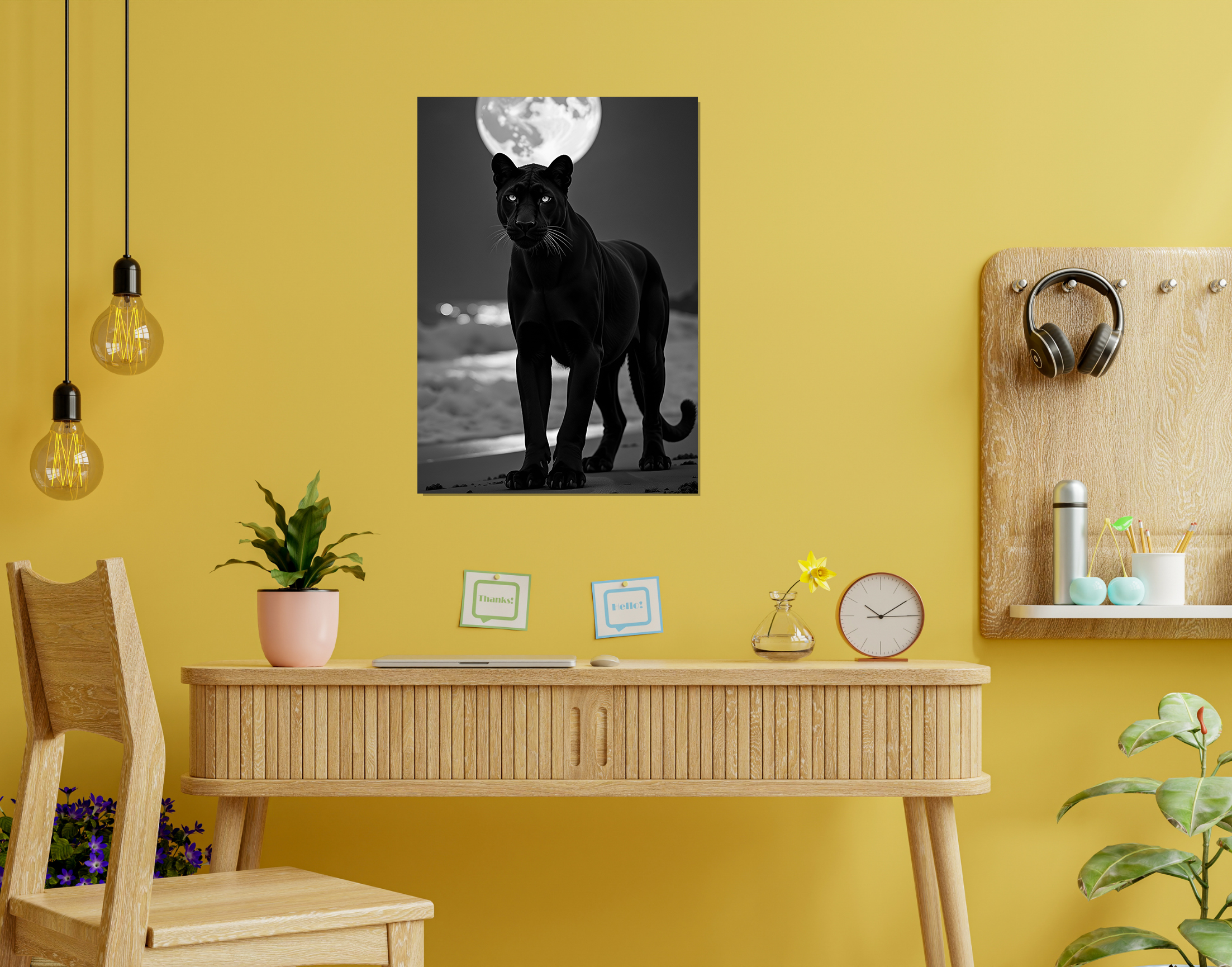 "Black Panther in The Dark"- Shiny & Sturdy Metallic Poster  Art That Pops & Sticks