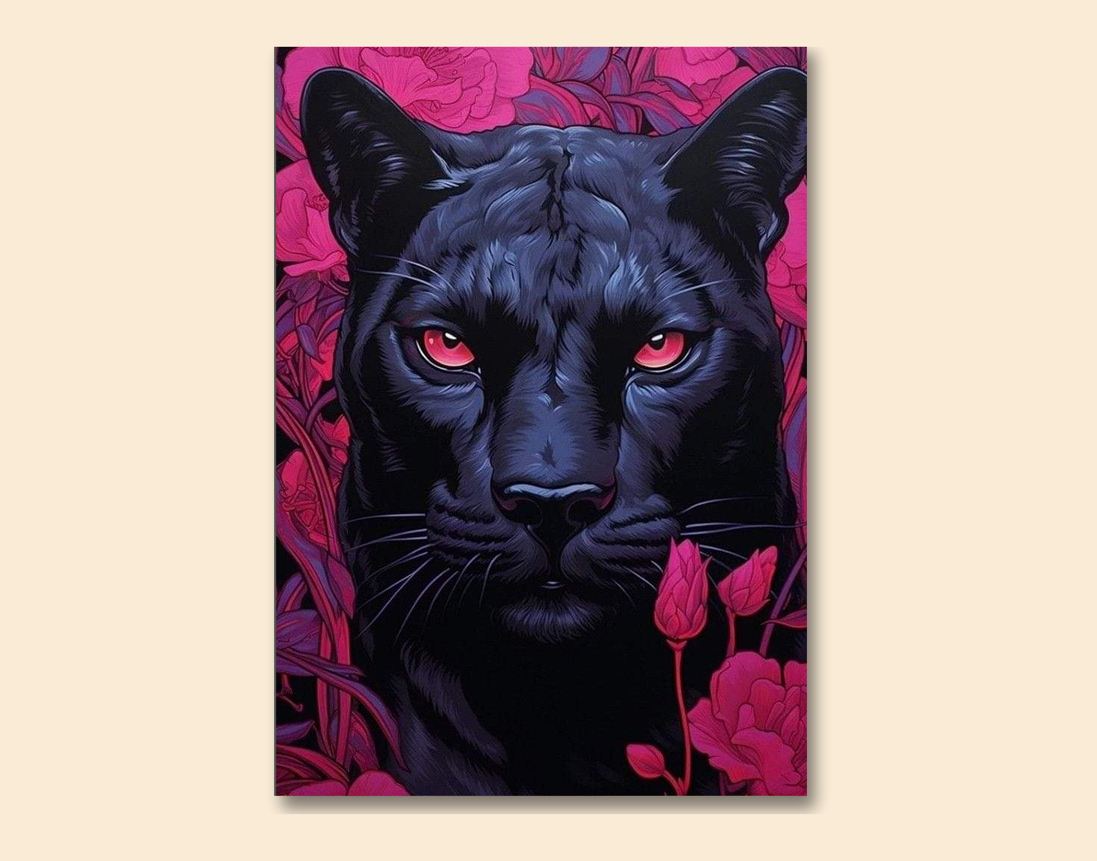 "Black Panther:Floral Theme"- Shiny & Sturdy Metallic Poster  Art That Pops & Sticks