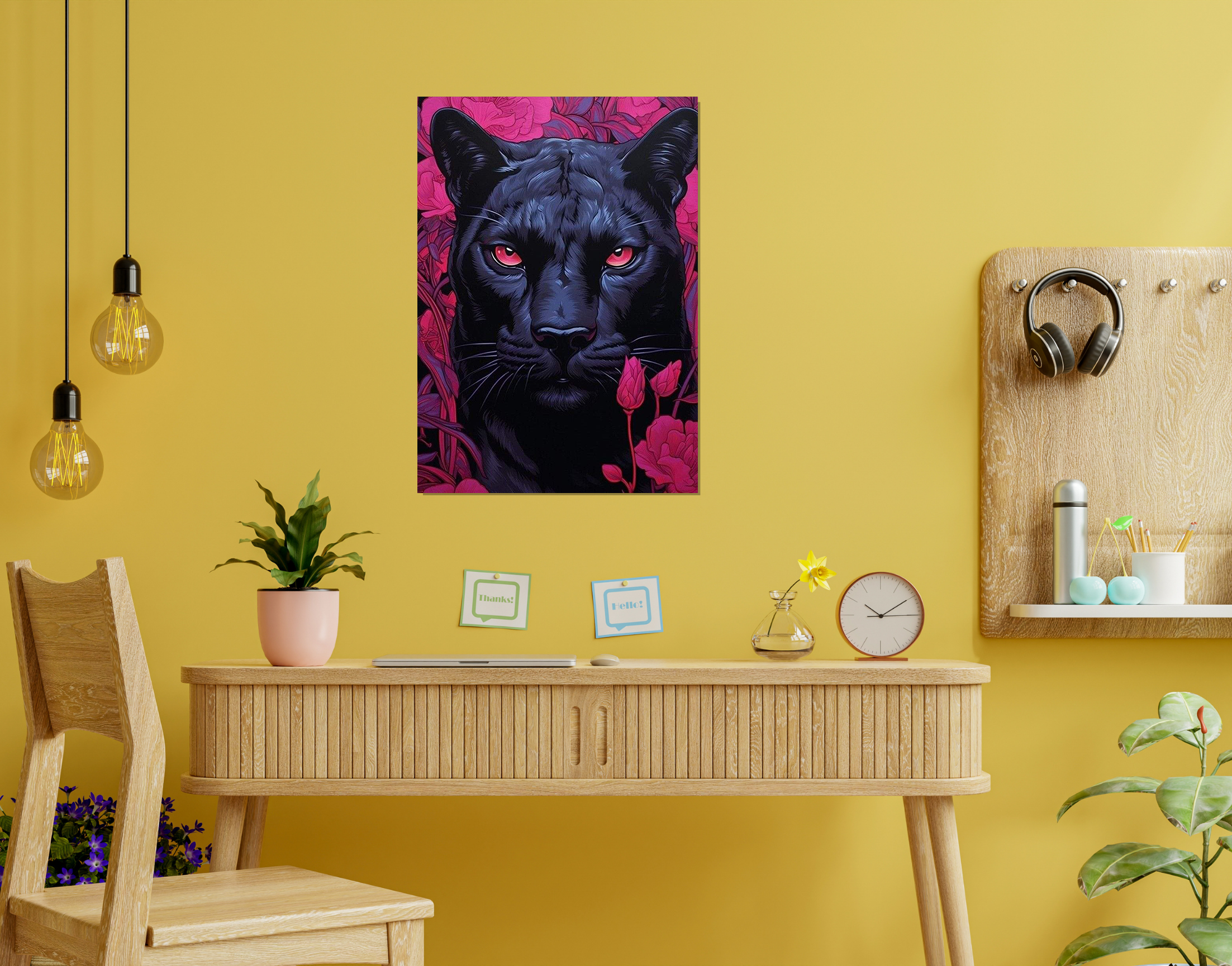 "Black Panther:Floral Theme"- Shiny & Sturdy Metallic Poster  Art That Pops & Sticks