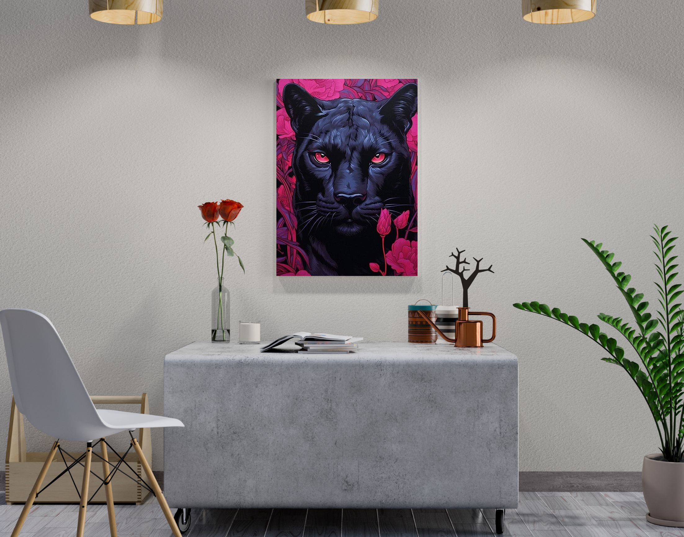 "Black Panther:Floral Theme"- Shiny & Sturdy Metallic Poster  Art That Pops & Sticks