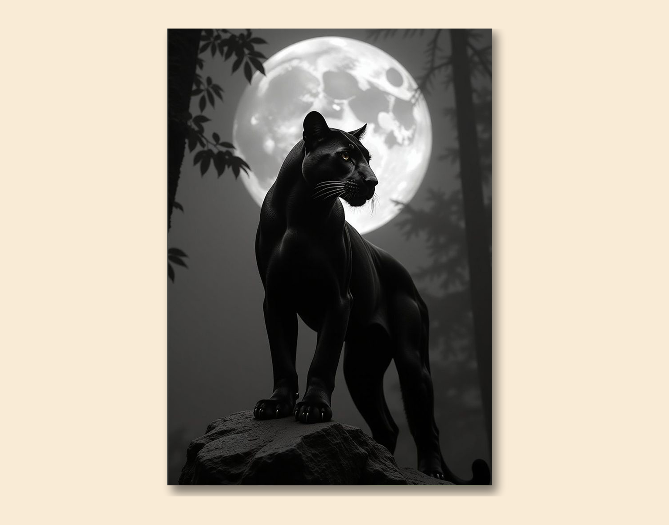 "Black Panther:In The Moon Light"- Shiny & Sturdy Metallic Poster  Art That Pops & Sticks