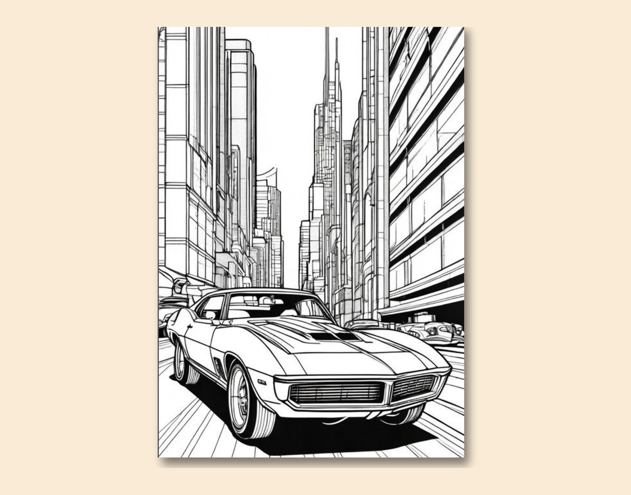 "DRIVE IN THE B&W CITY"- Shiny & Sturdy Metallic Poster  Art That Pops & Sticks